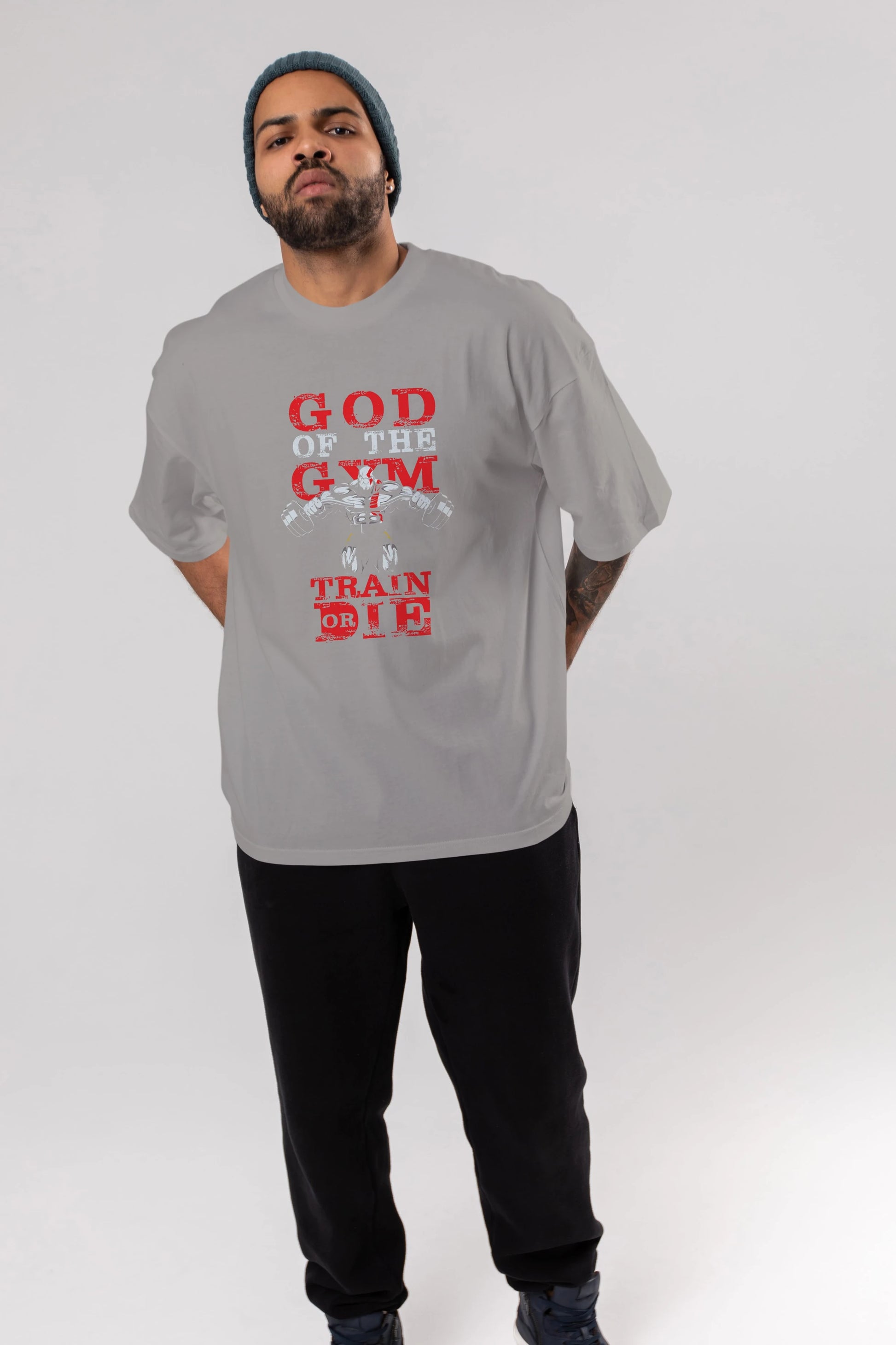 God of The GYM Ön Baskılı Oversize t-shirt Erkek Kadın Unisex %100 Pamuk Bisiklet Yaka tişort