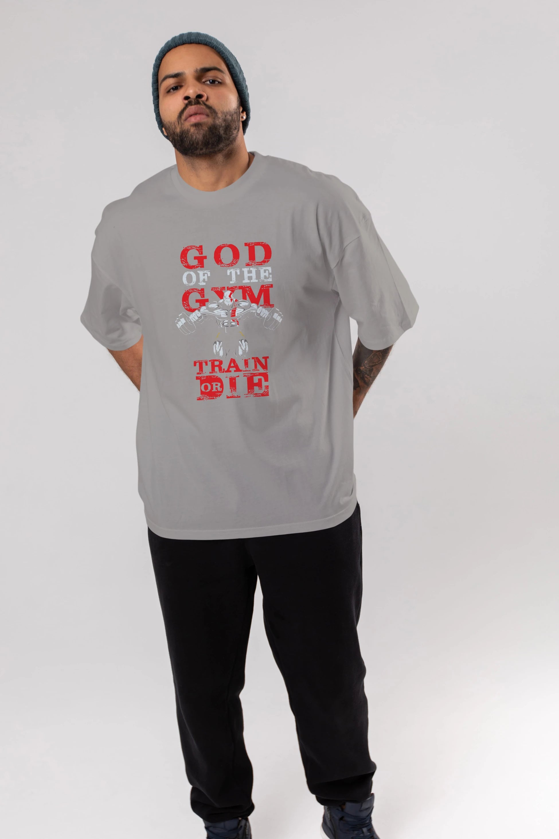 God of The GYM Ön Baskılı Oversize t-shirt Erkek Kadın Unisex %100 Pamuk Bisiklet Yaka tişort