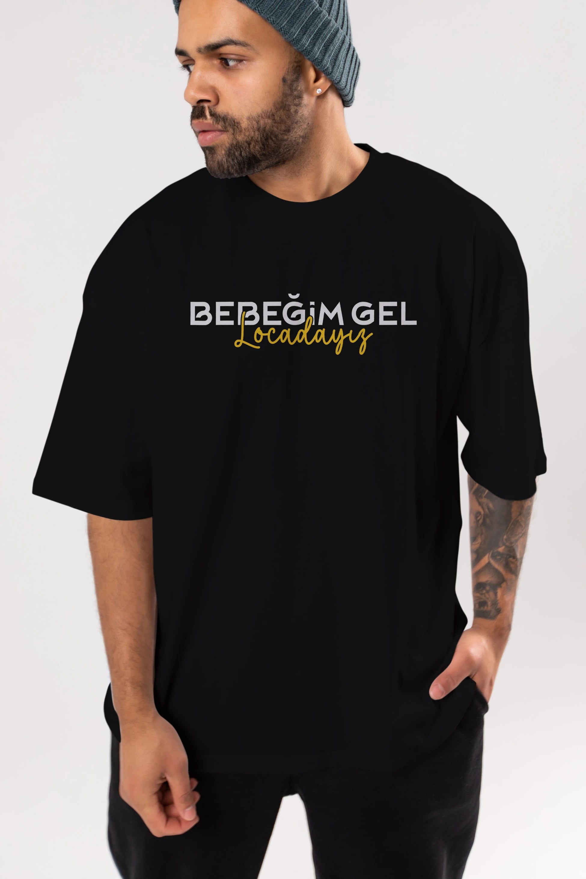 Bebeğim Gel Locadayız Ön Baskılı Oversize t-shirt %100 pamuk Erkek Kadın Unisex