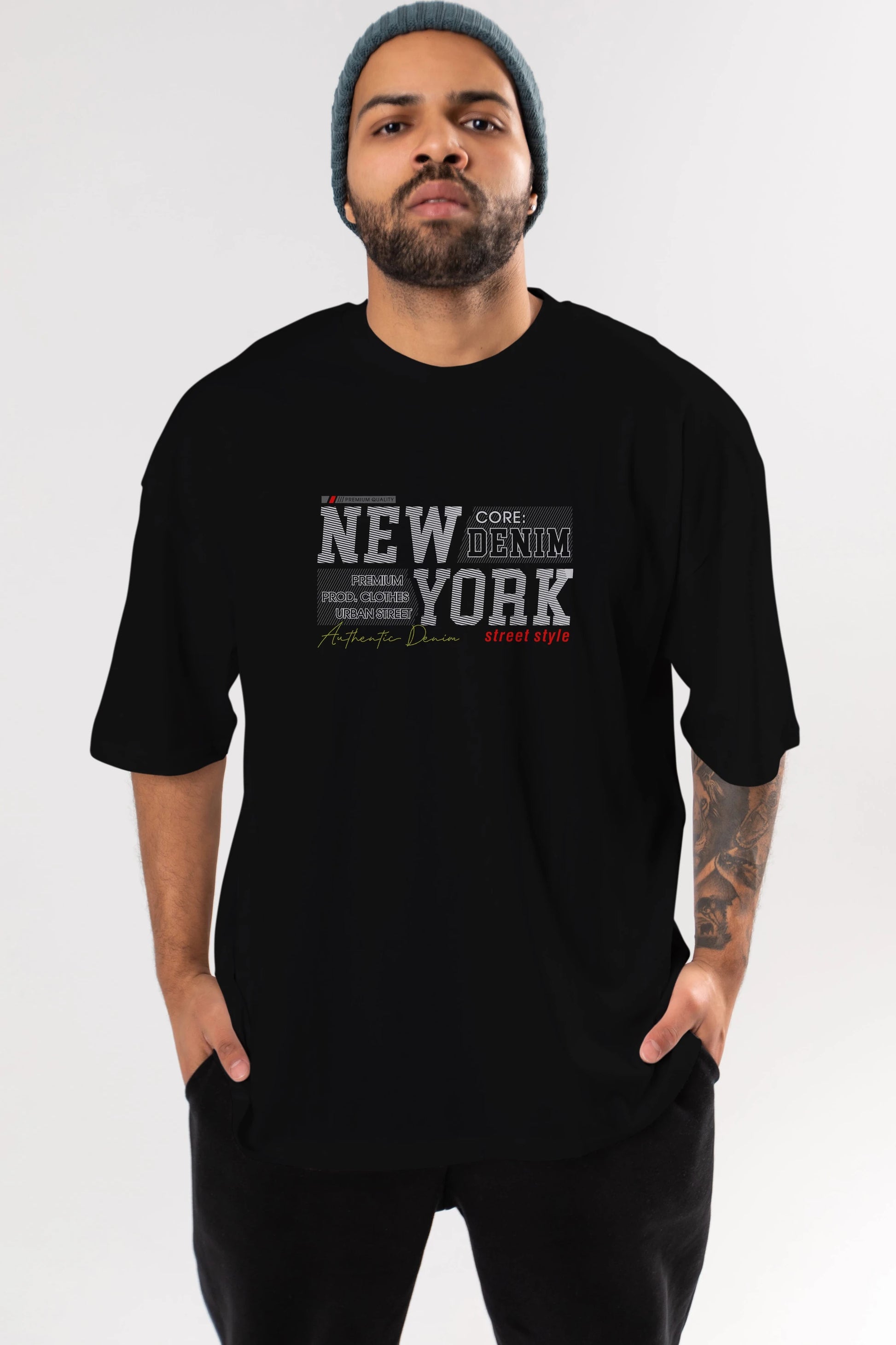 New York Street Ön Baskılı Oversize t-shirt Erkek Kadın Unisex