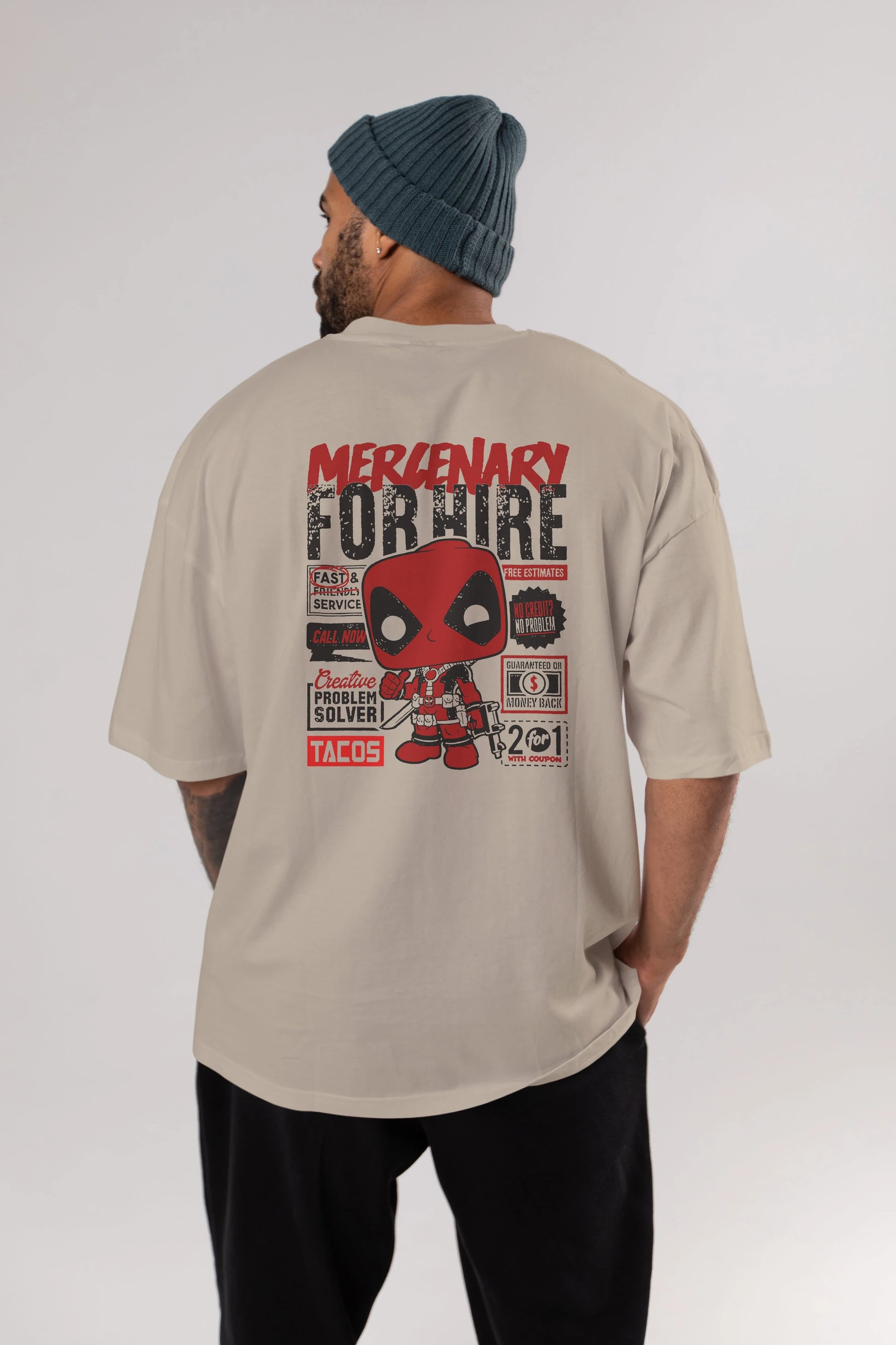 Deadpool (18) Arka Baskılı Oversize t-shirt Erkek Kadın Unisex %100 Pamuk Bisiklet Yaka tişort