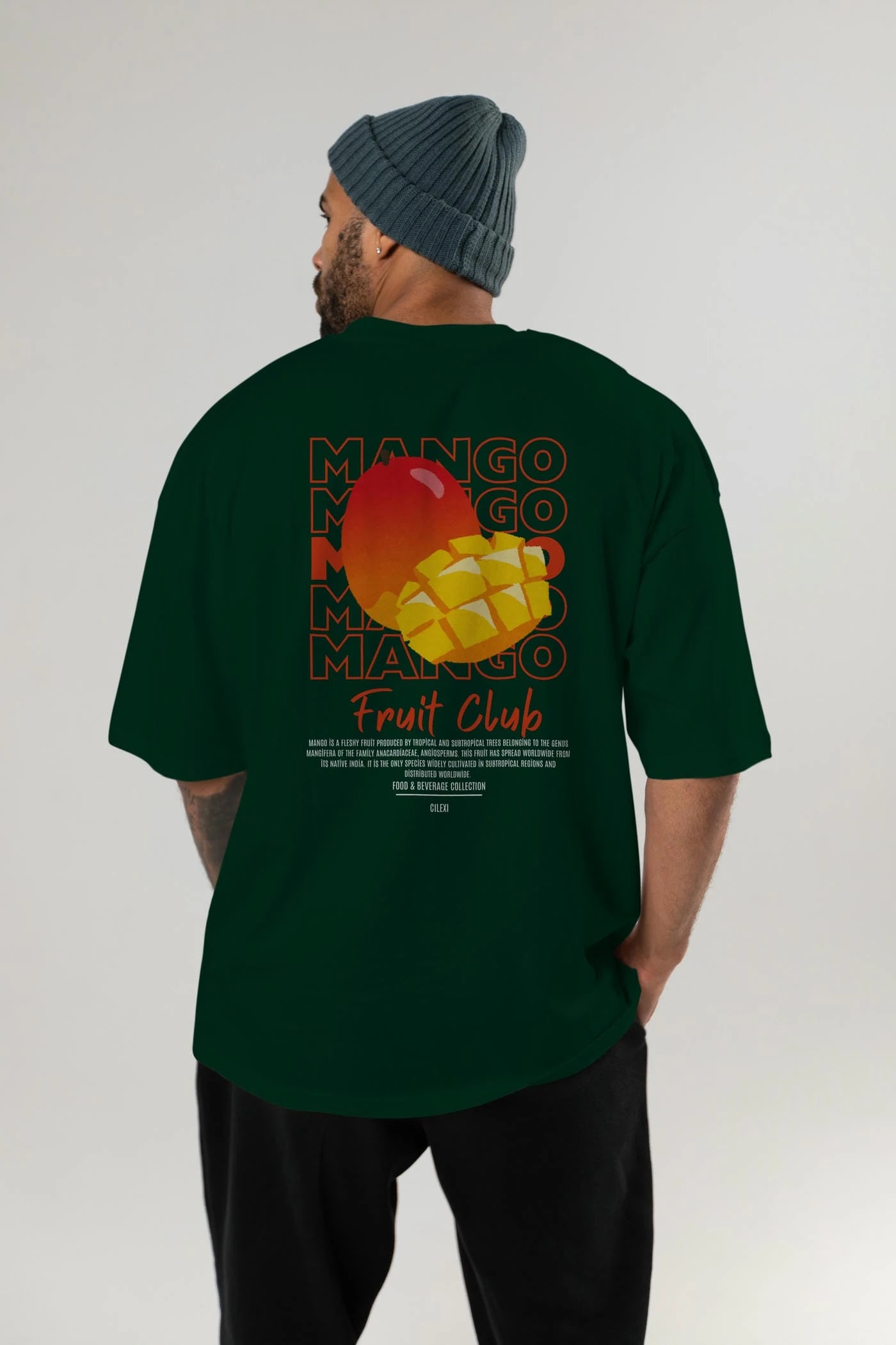 Mango Arka Baskılı Oversize t-shirt Erkek Kadın Pamuk Bisiklet Yaka tişort
