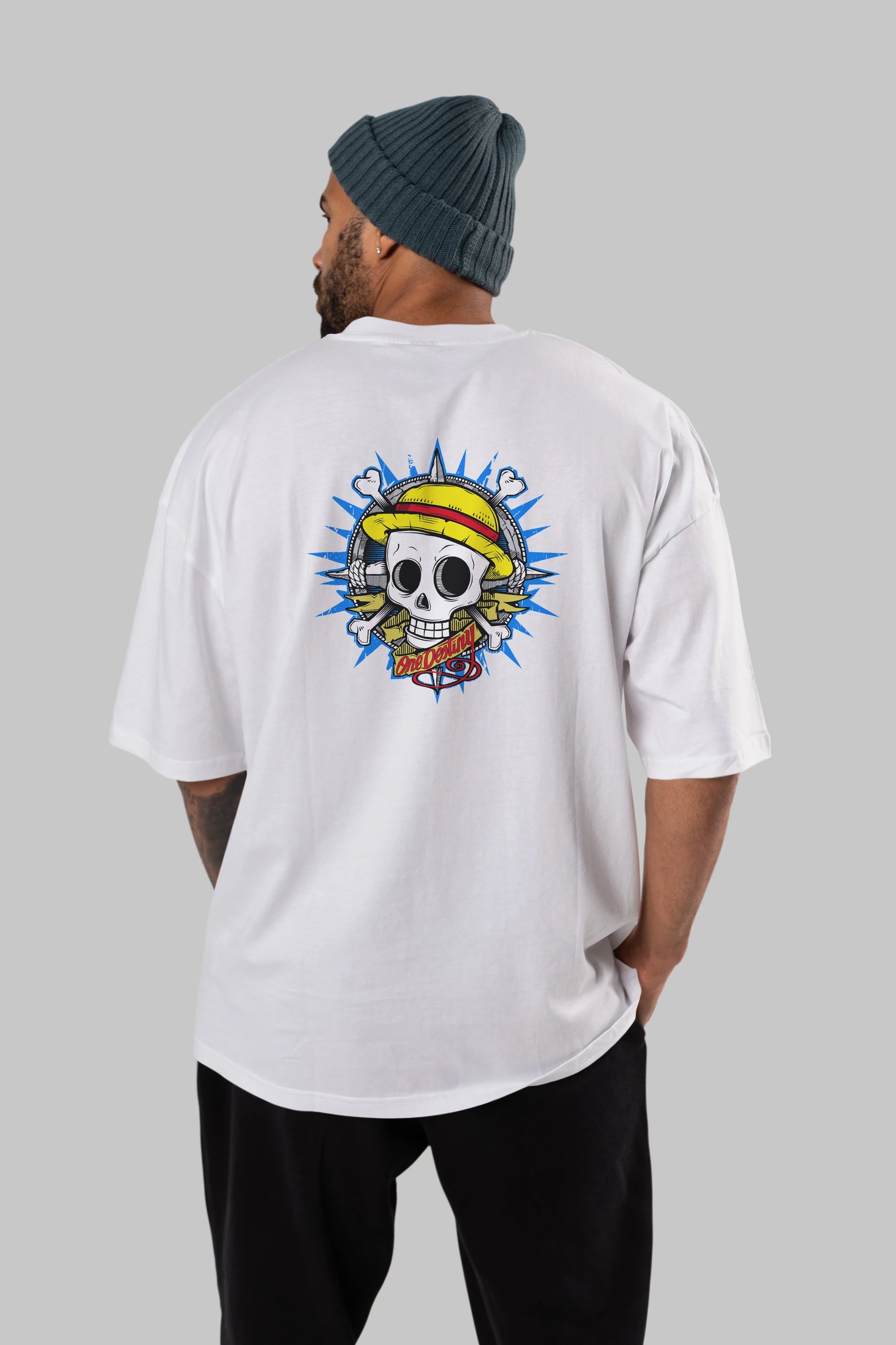 One destiny Anime Arka Baskılı Oversize t-shirt Erkek Kadın Unisex %100 pamuk tişort