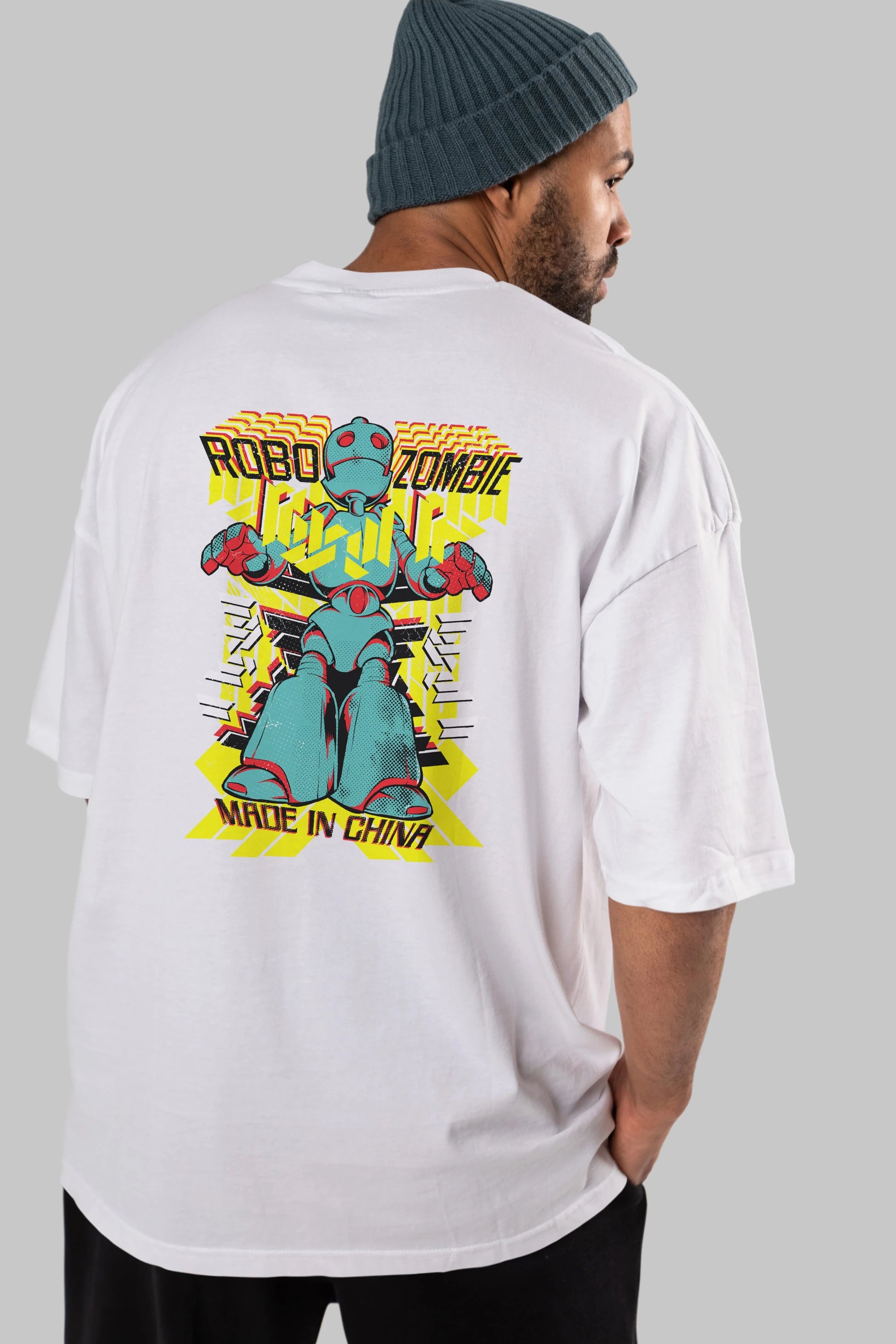 Robo Zombie Arka Baskılı Oversize t-shirt Erkek Kadın Unisex