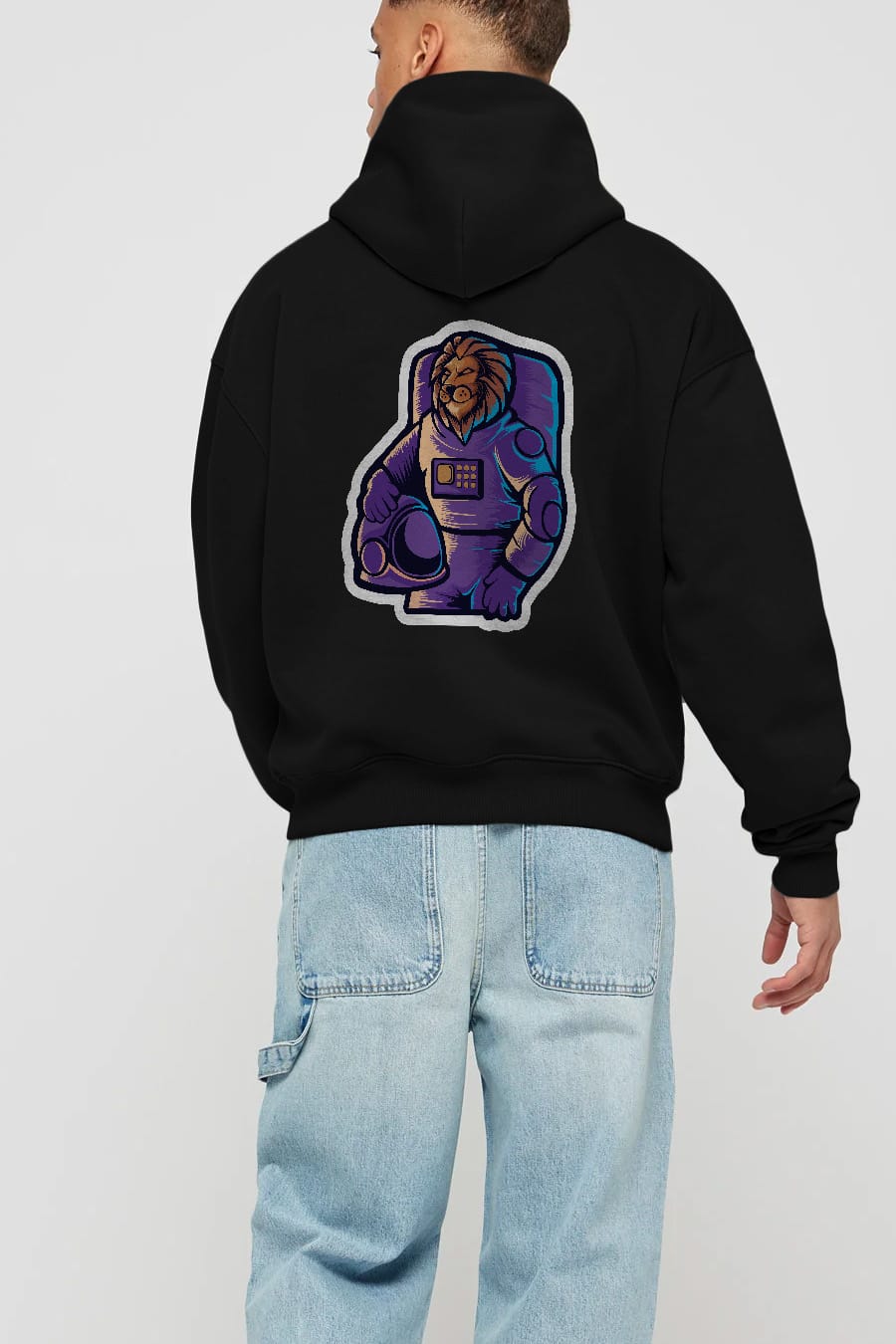 Astroking Sticker Arka Baskılı Hoodie Oversize Kapüşonlu Sweatshirt Erkek Kadın Unisex