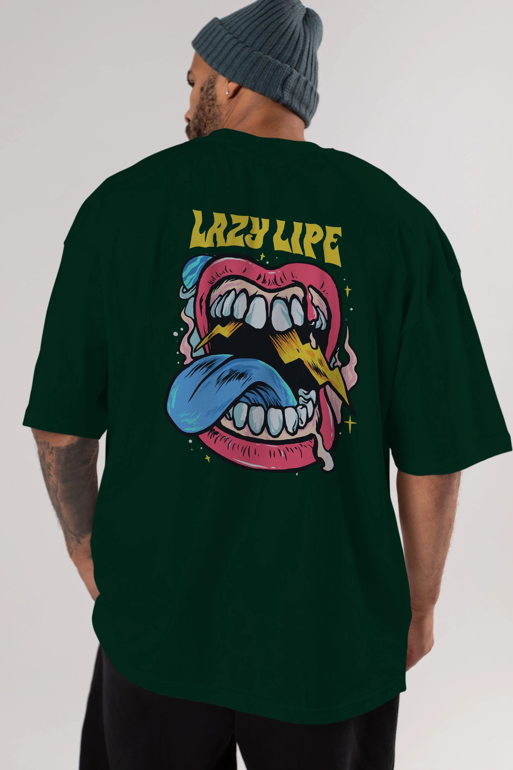 Lazy Lipe Arka Baskılı Oversize t-shirt Erkek Kadın Unisex