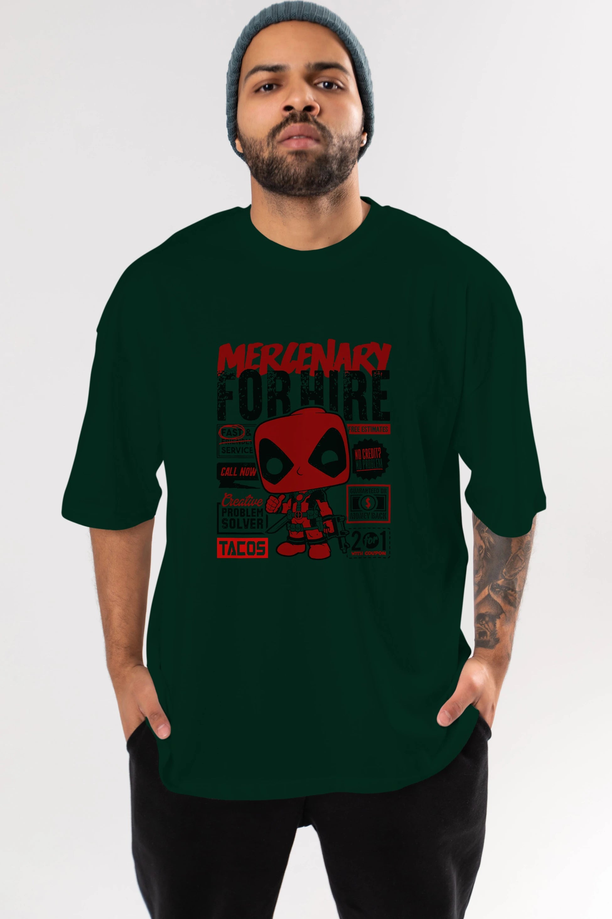 Deadpool (18) Ön Baskılı Oversize t-shirt Erkek Kadın Unisex %100 Pamuk Bisiklet Yaka tişort