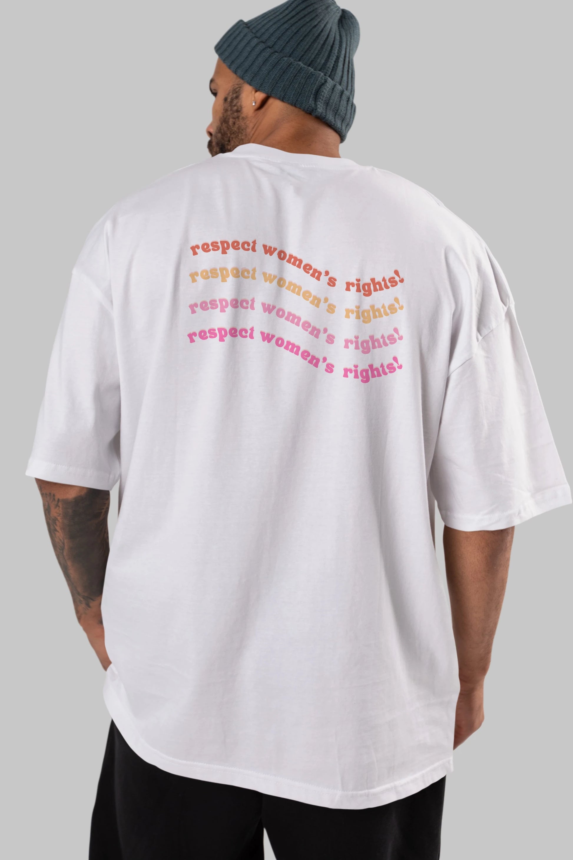 Respect Women Yazılı Arka Baskılı Oversize t-shirt Erkek Kadın Unisex