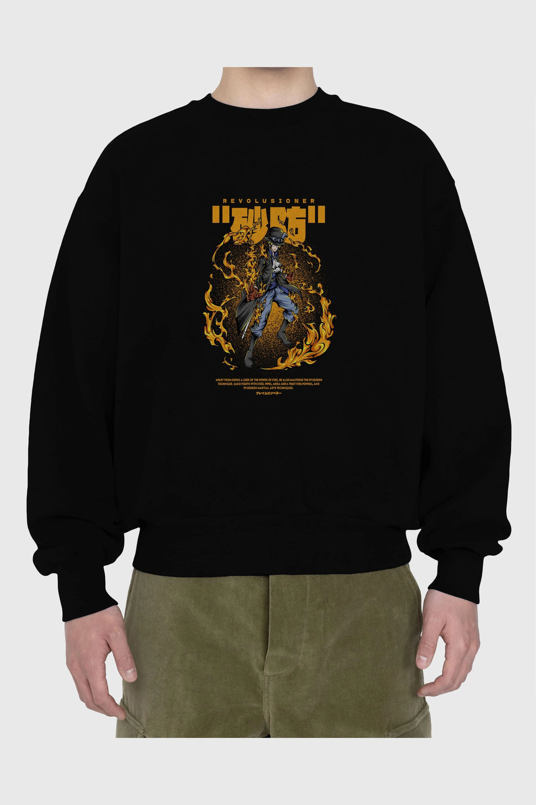 Revolusioner Sabo Anime Ön Baskılı Oversize Sweatshirt Erkek Kadın Unisex