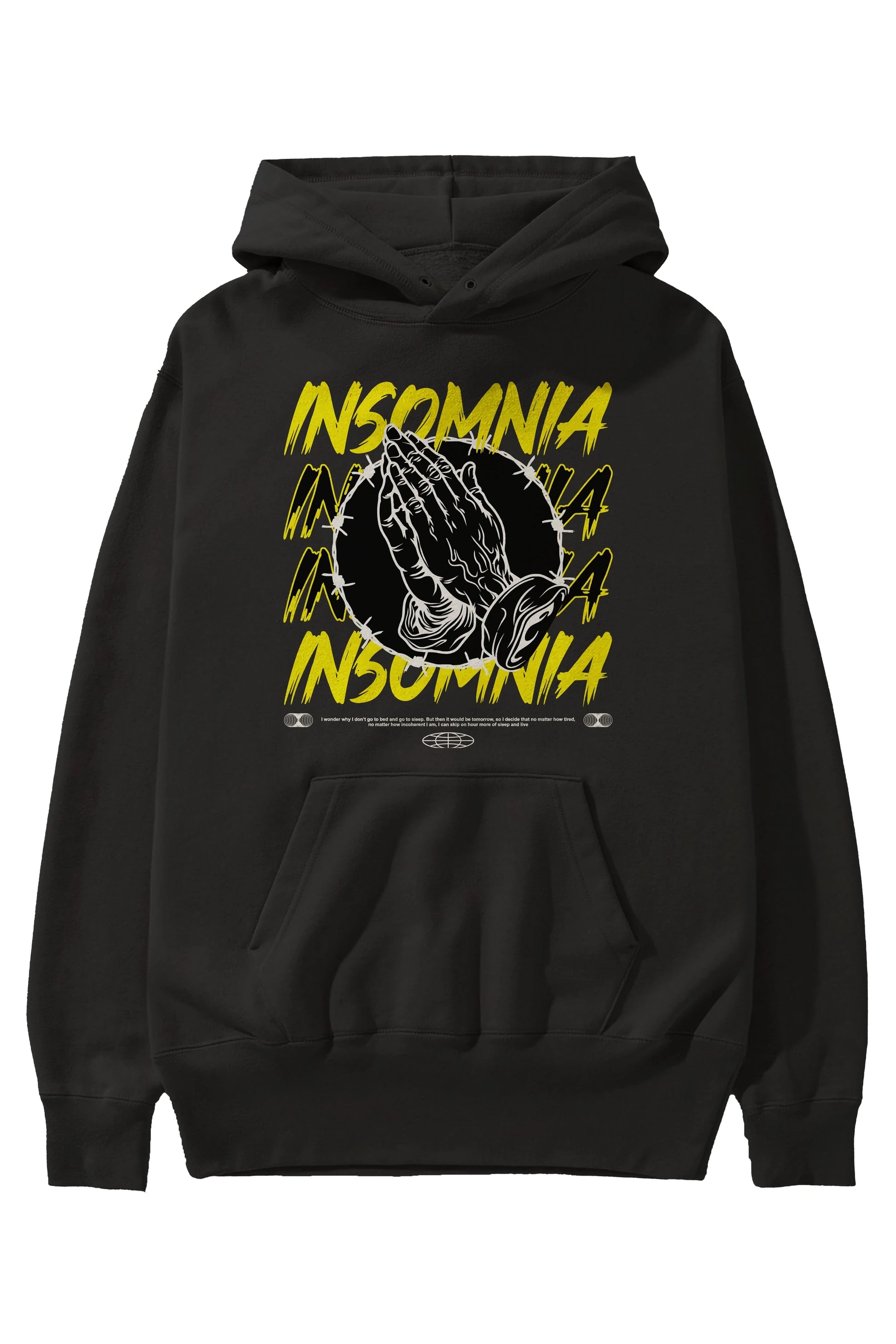 Insomnia Streetwear Ön Baskılı Hoodie Oversize Kapüşonlu Sweatshirt Erkek Kadın Unisex