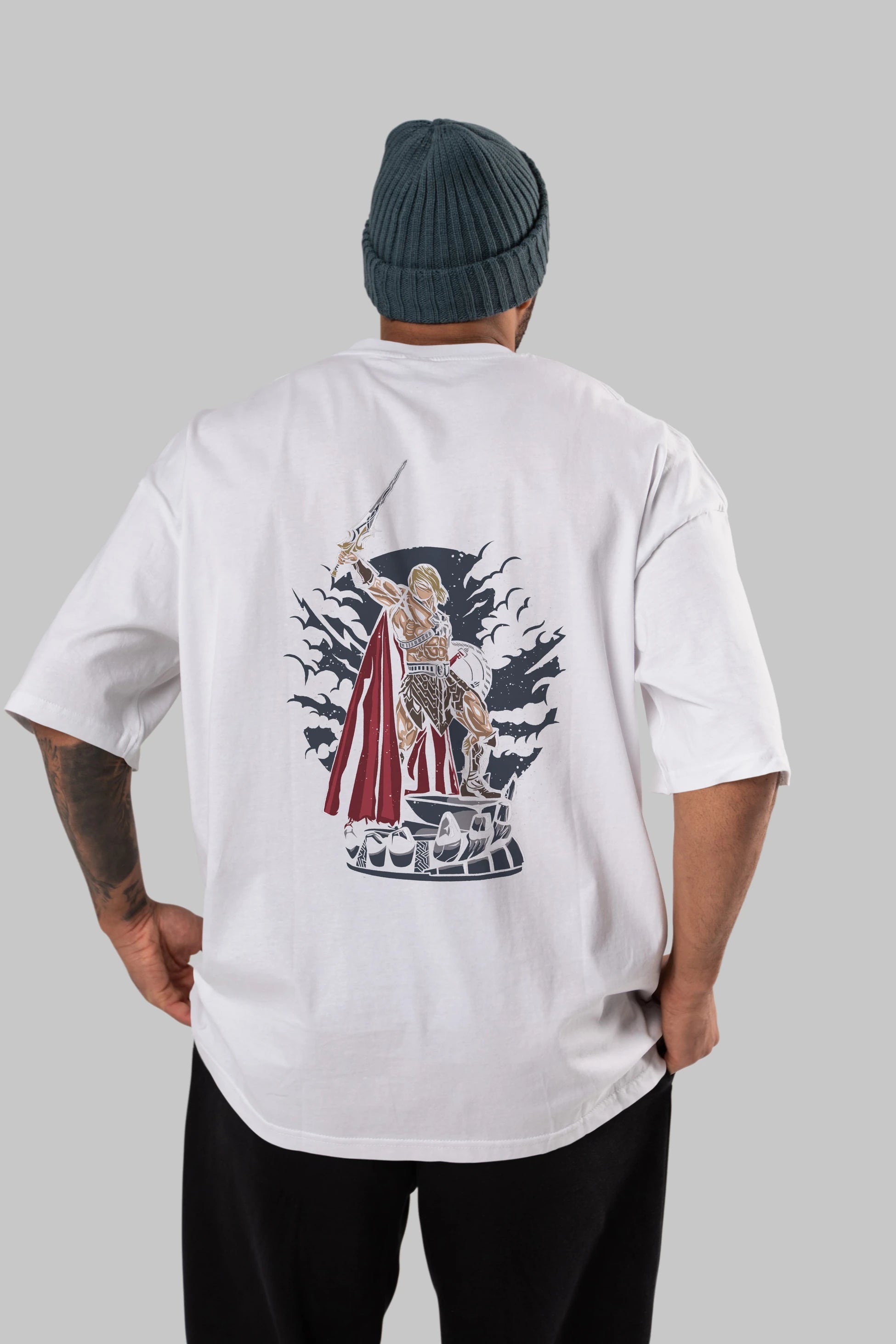 Warrior Arka Baskılı Oversize t-shirt Erkek Kadın Unisex %100 Pamuk