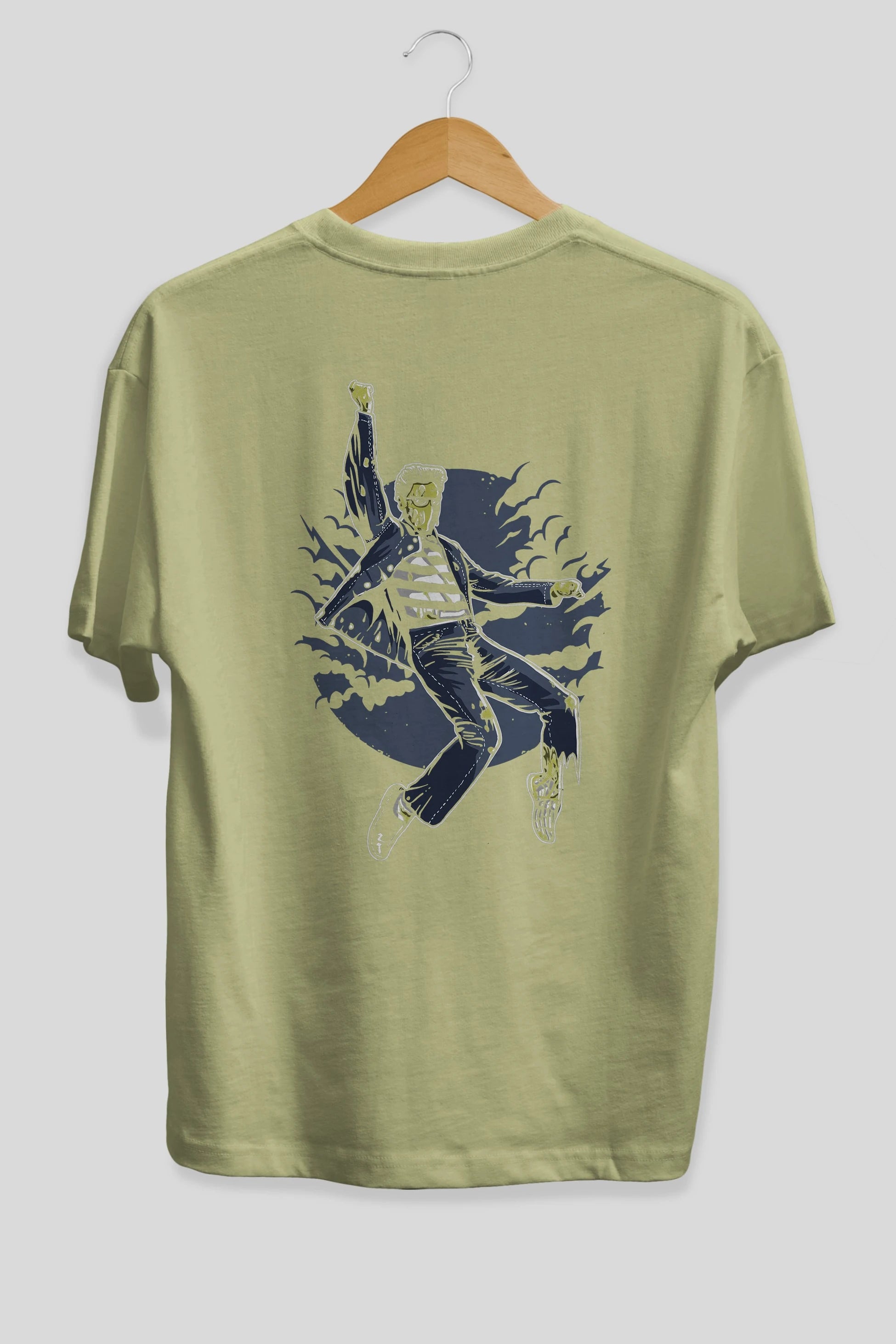 Zombie King Arka Baskılı Oversize t-shirt Erkek Kadın Unisex %100 Pamuk