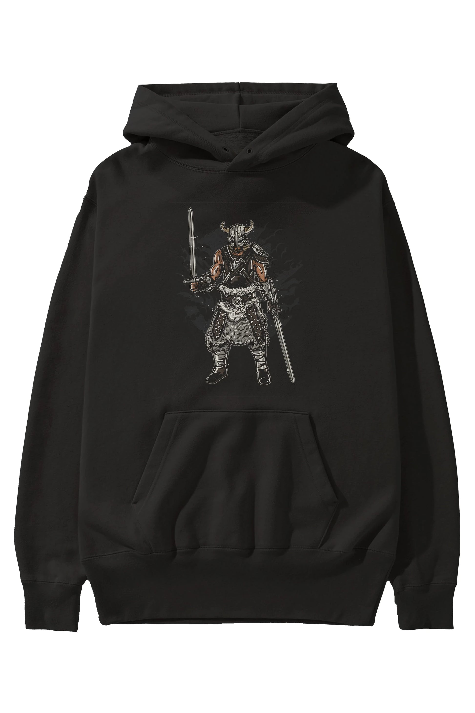 Dark Viking Ön Baskılı Hoodie Oversize Kapüşonlu Sweatshirt Erkek Kadın Unisex