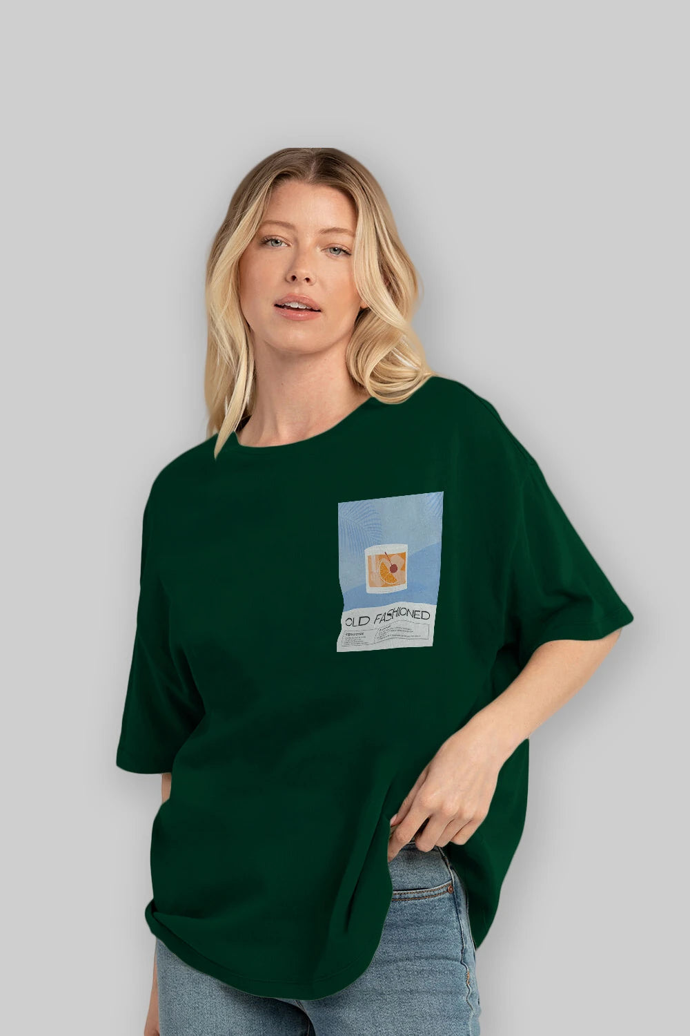 Old Fashioned 3 Ön Sol Baskılı Oversize t-shirt Erkek Kadın Unisex %100 Pamuk Bisiklet Yaka tişort