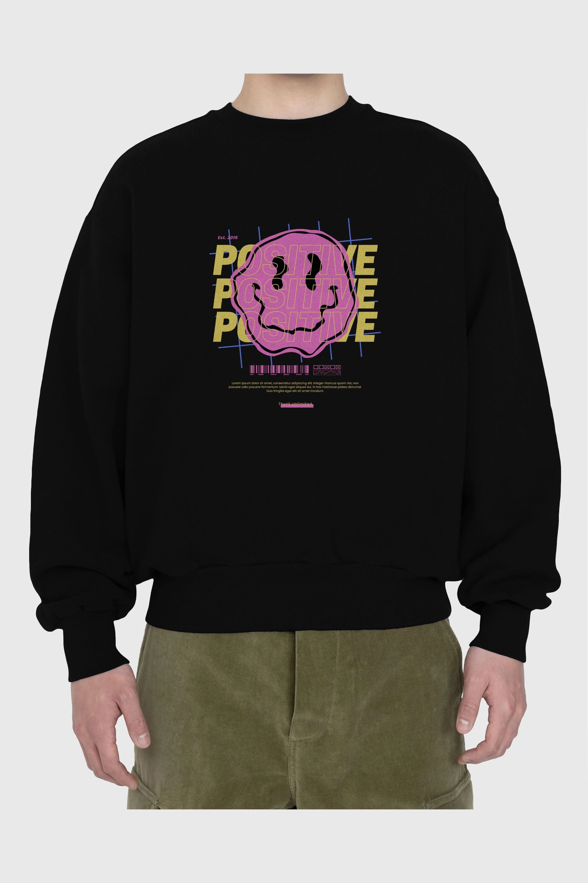 Positive 2 Ön Baskılı Oversize Sweatshirt Erkek Kadın Unisex