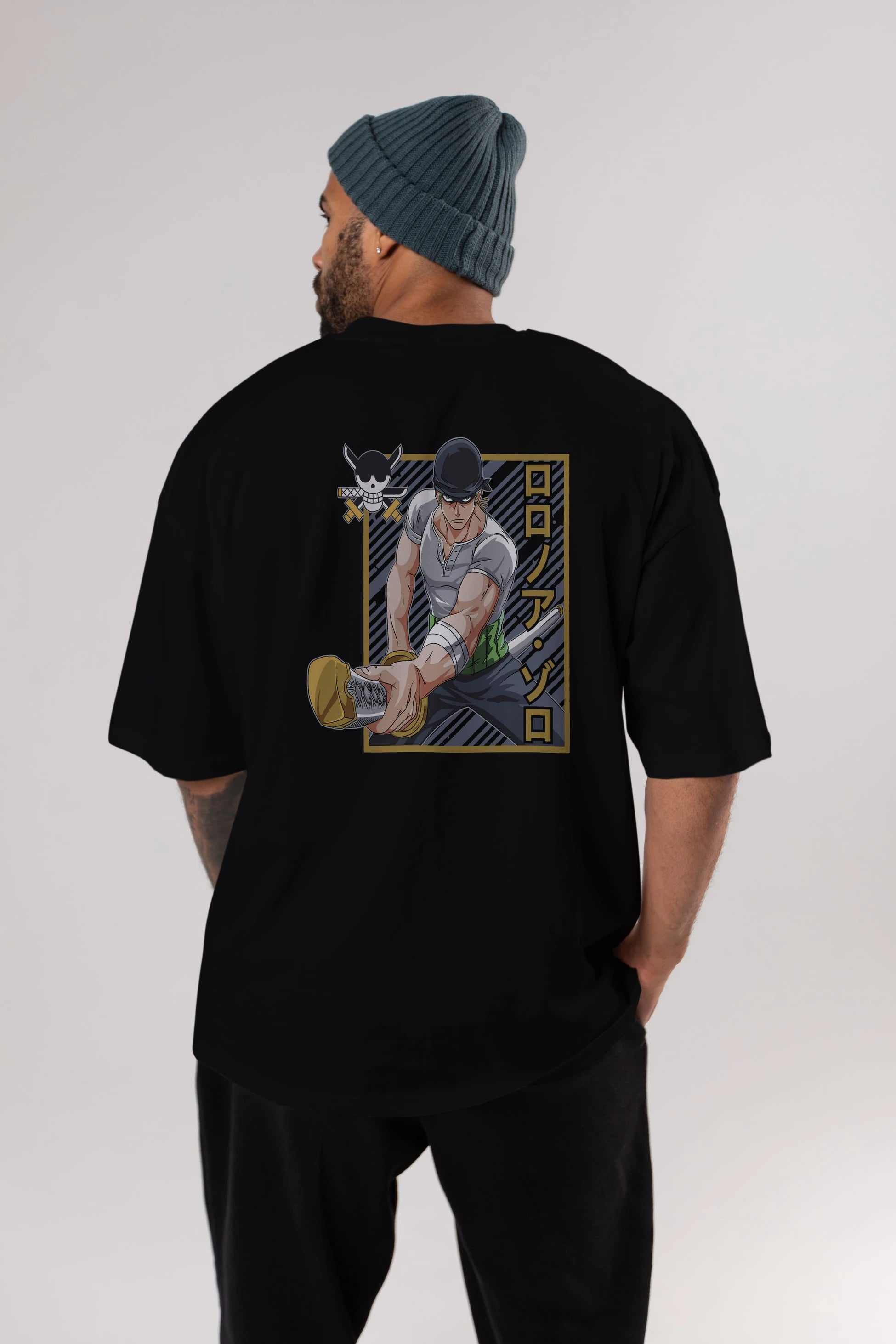 RORONOA ZORO Anime Arka Baskılı Oversize t-shirt Erkek Kadın Unisex