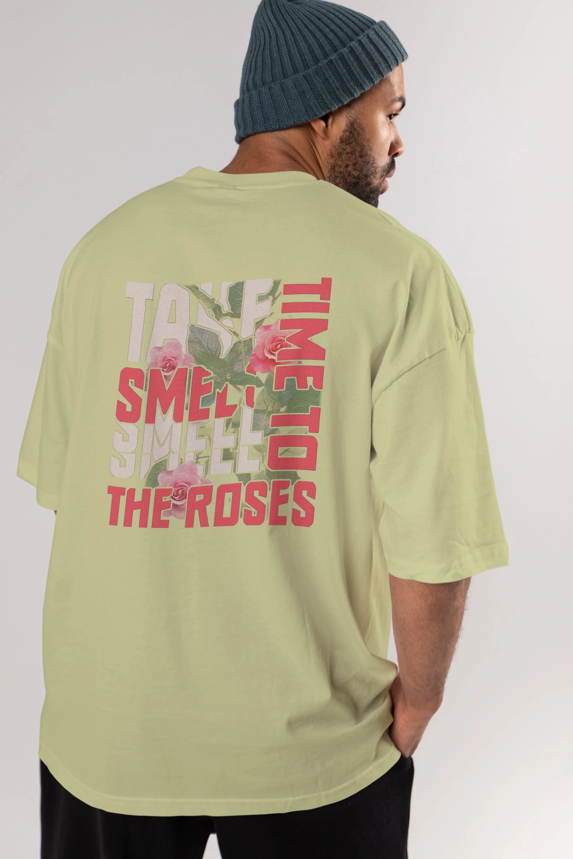 Take time to smell the roses Arka Baskılı Oversize t-shirt Erkek Kadın Unisex