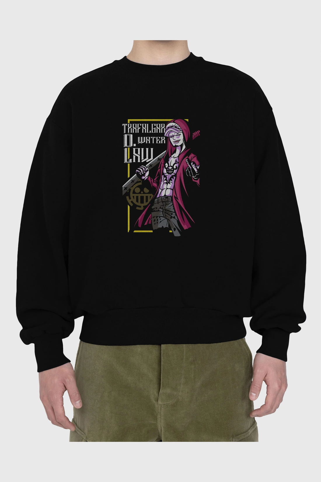 Trafalgar D. Water Law Ön Baskılı Anime Oversize Sweatshirt Erkek Kadın Unisex