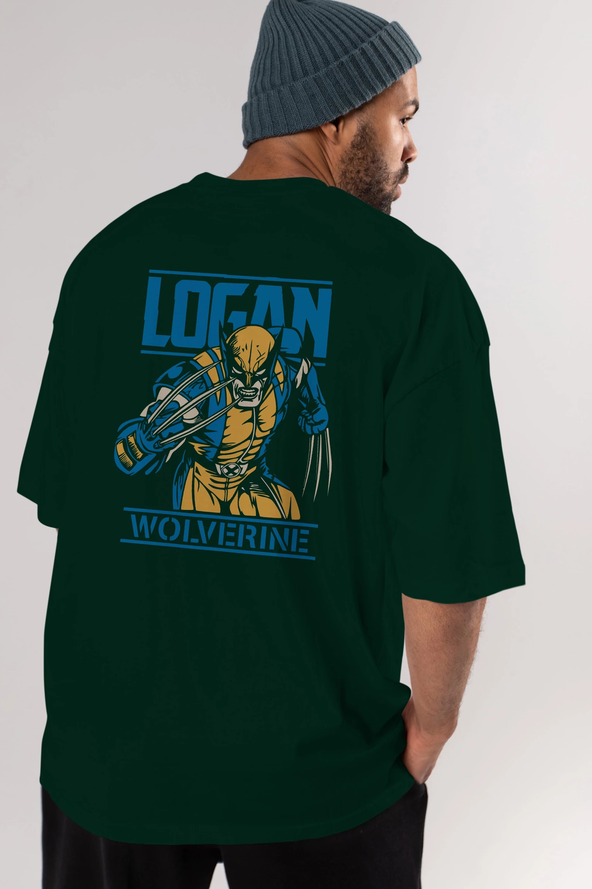 Wolverine Logan Arka Baskılı Oversize t-shirt Erkek Kadın Unisex %100 Pamuk Bisiklet Yaka tişort
