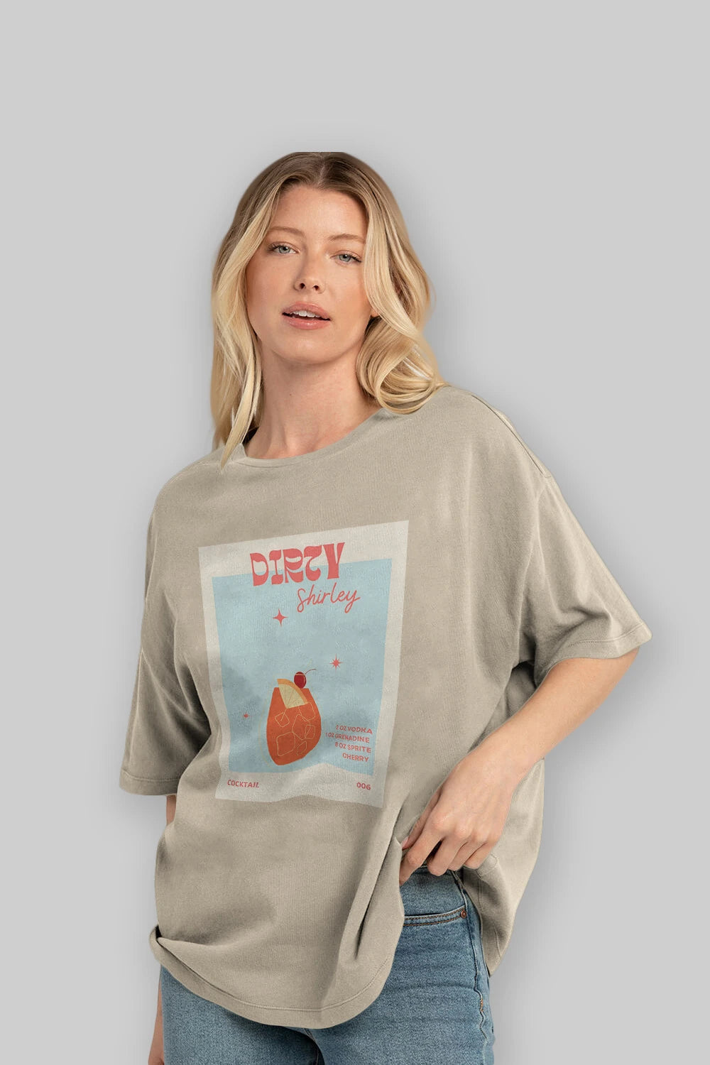 Dirty Shirley Ön Baskılı Oversize t-shirt Erkek Kadın Unisex %100 Pamuk Bisiklet Yaka tişort