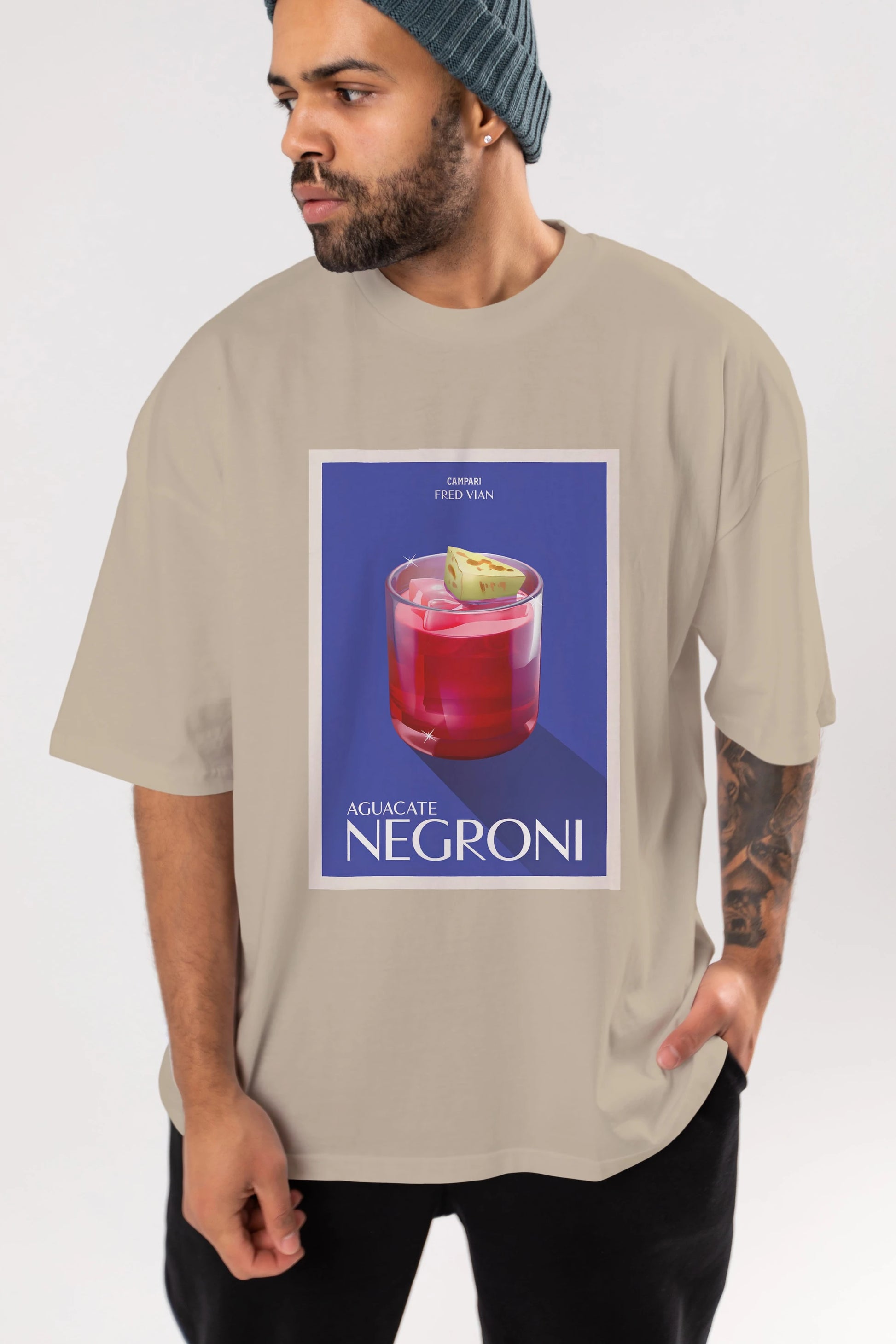 Aguacate Negroni Ön Baskılı Oversize t-shirt Erkek Kadın Unisex %100 Pamuk Bisiklet Yaka tişort