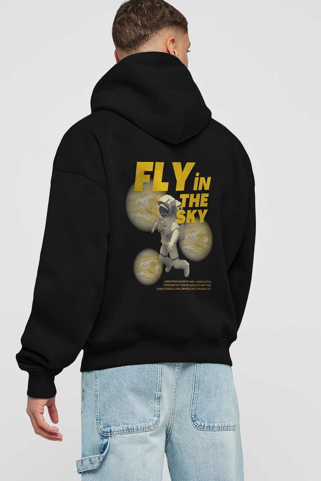 Fly in The Sky Arka Baskılı Oversize Hoodie Kapüşonlu Sweatshirt Erkek Kadın Unisex