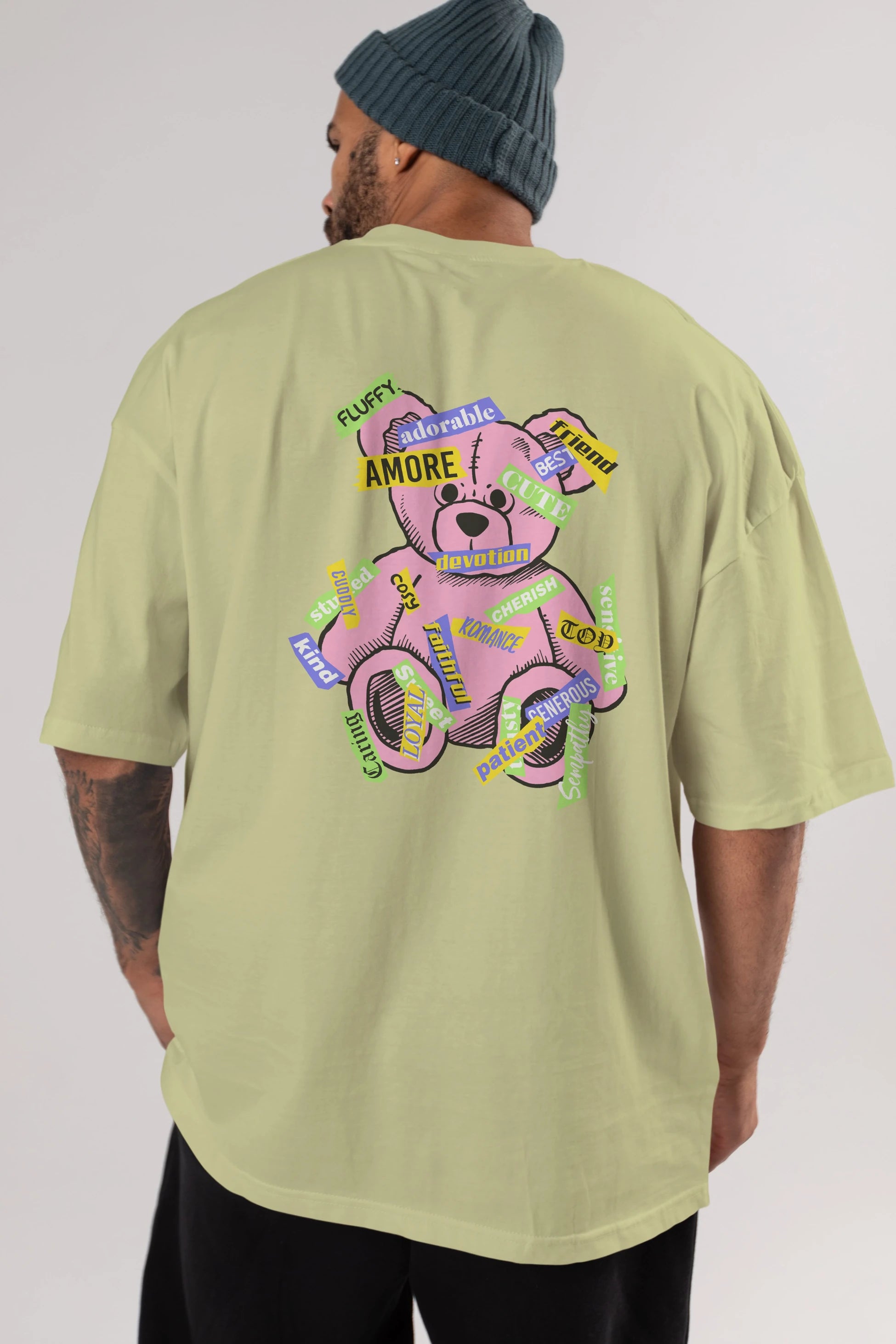 Teddy Bear Cute Arka Baskılı Oversize t-shirt Erkek Kadın Unisex