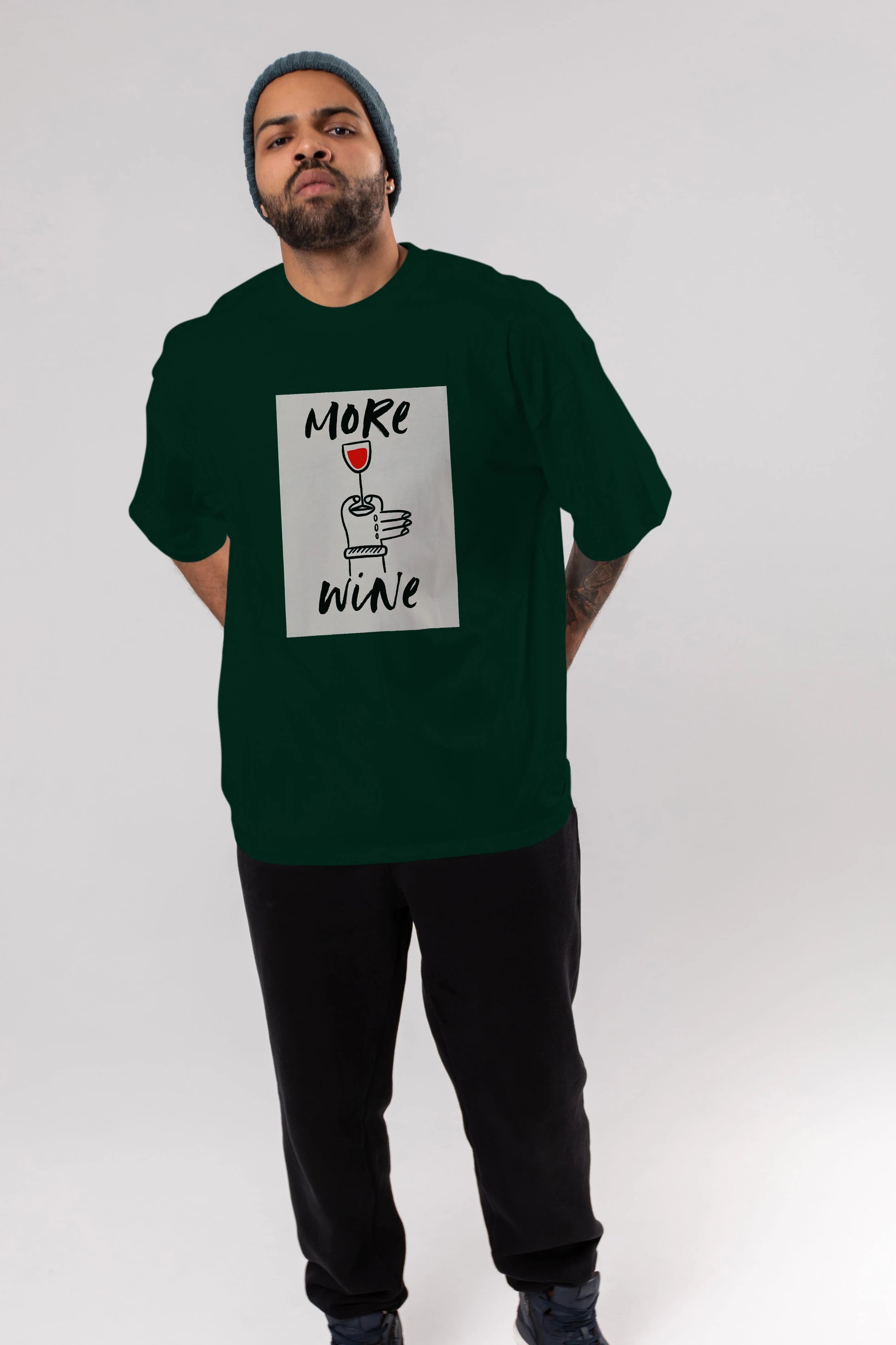 More Wine 2 Ön Baskılı Oversize t-shirt Erkek Kadın Unisex %100 Pamuk Bisiklet Yaka tişort