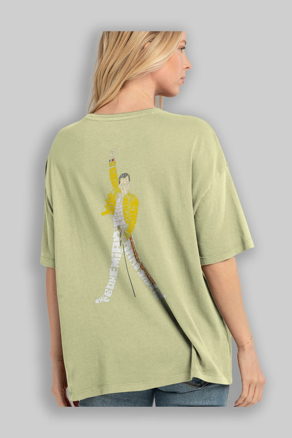 Freddy Mercury Arka Baskılı Oversize t-shirt %100 pamuk Erkek Kadın Unisex