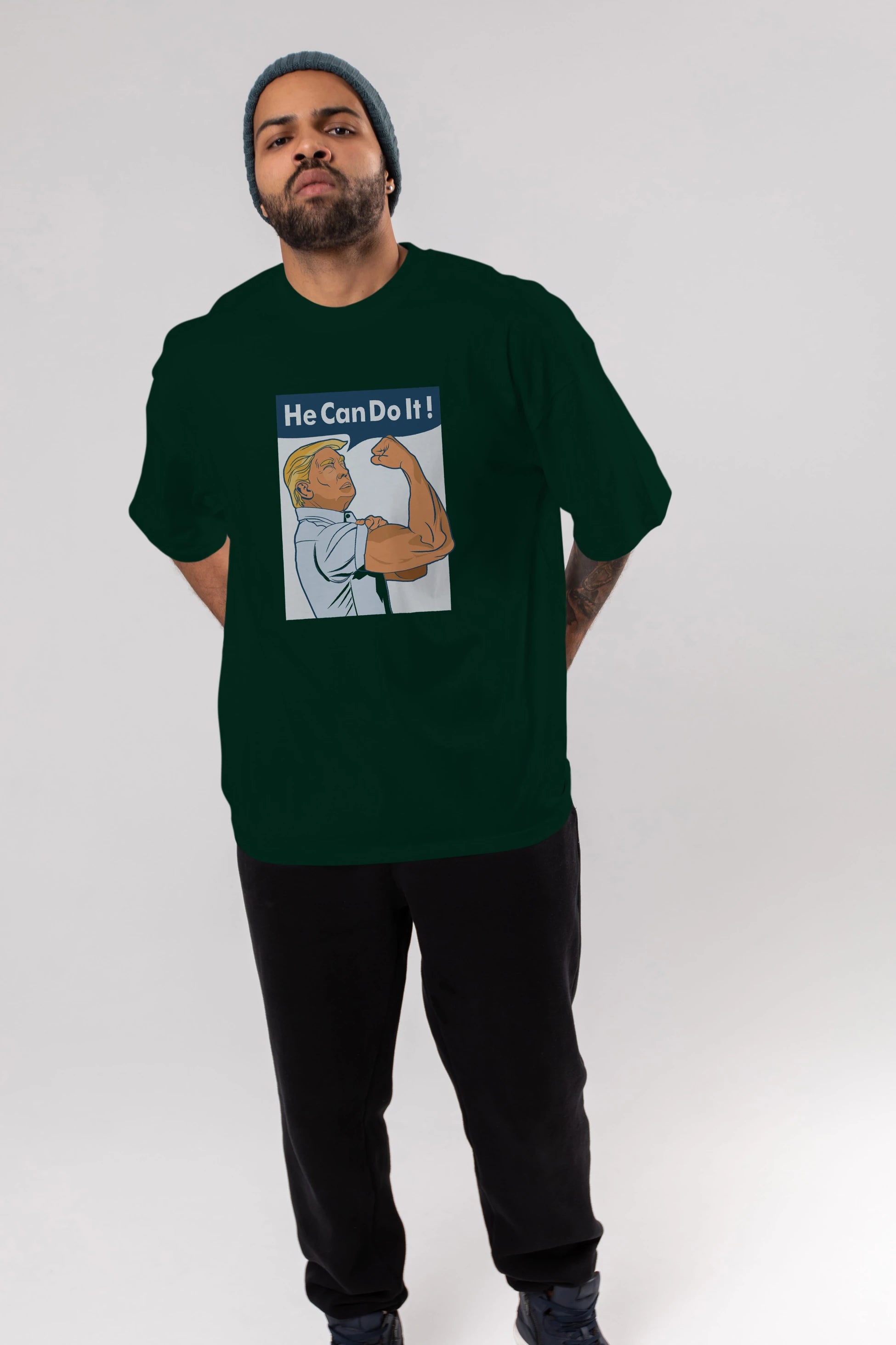He Can Do It Trump Ön Baskılı Oversize t-shirt Erkek Kadın Unisex %100 Pamuk tişort