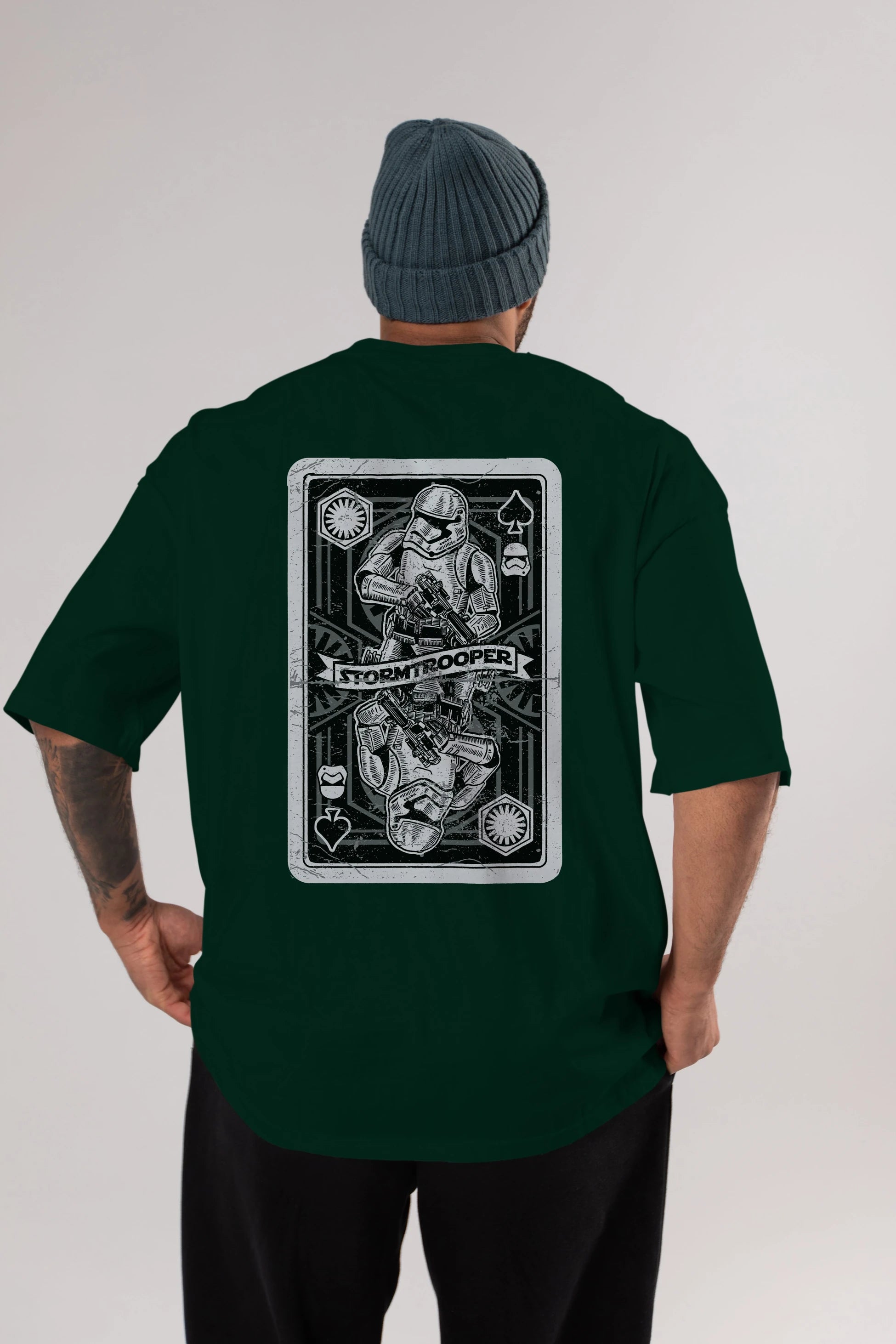 Stormtrooper Playing Card Arka Baskılı Oversize t-shirt Erkek Kadın Unisex %100 Pamuk