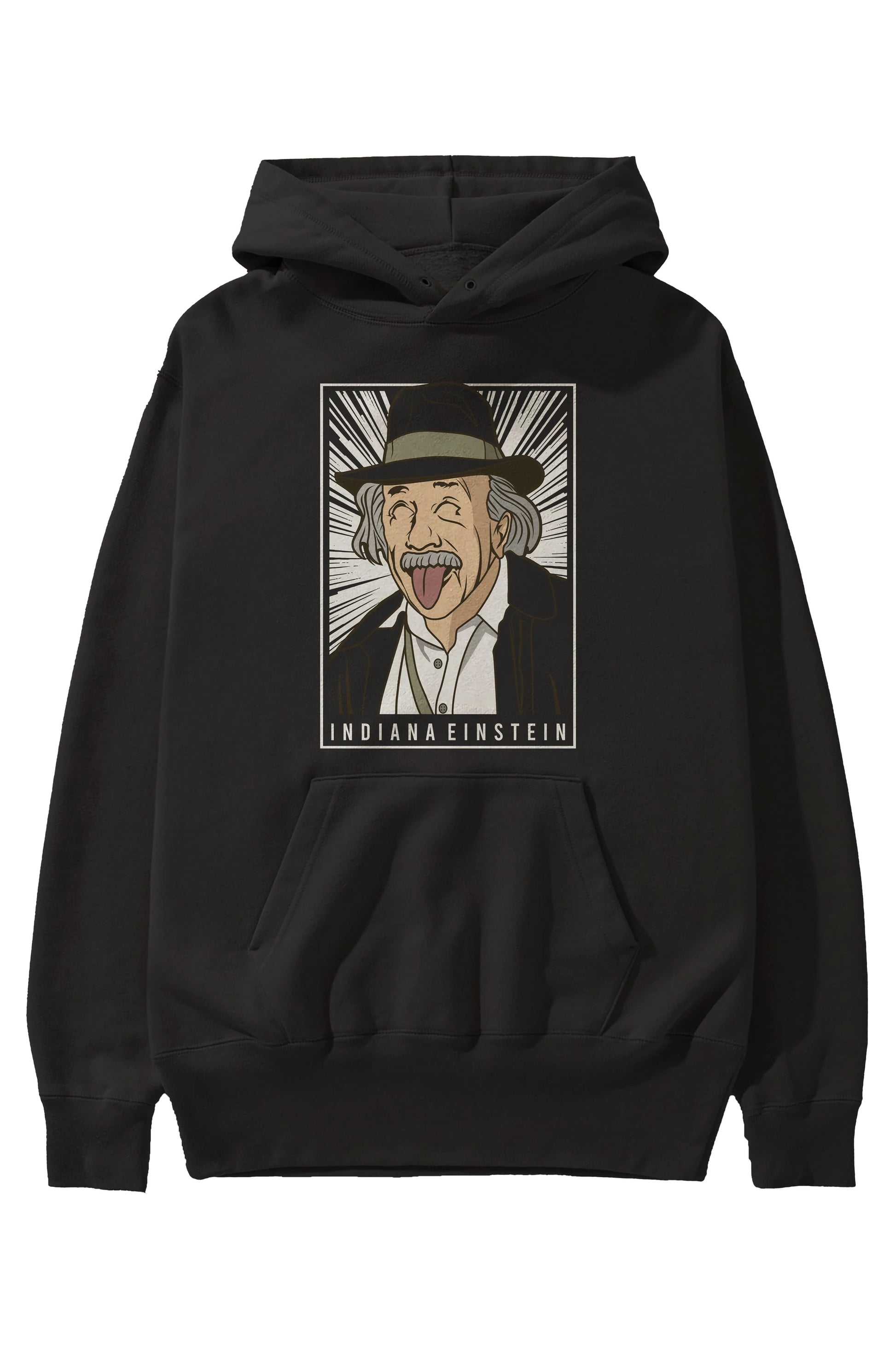 Indiana Jones Einstein Ön Baskılı Hoodie Oversize Kapüşonlu Sweatshirt Erkek Kadın Unisex