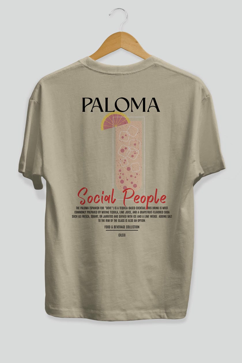 Paloma Kokteyl Serisi Baskılı Oversize t-shirt Erkek Kadın Unisex %100 Pamuk Bisiklet Yaka tişort