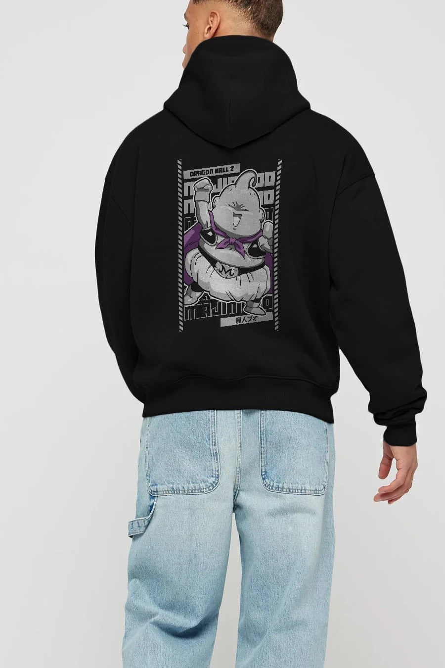 MAJIN BOO2 Anime Arka Baskılı Hoodie Oversize Kapüşonlu Sweatshirt Erkek Kadın Unisex