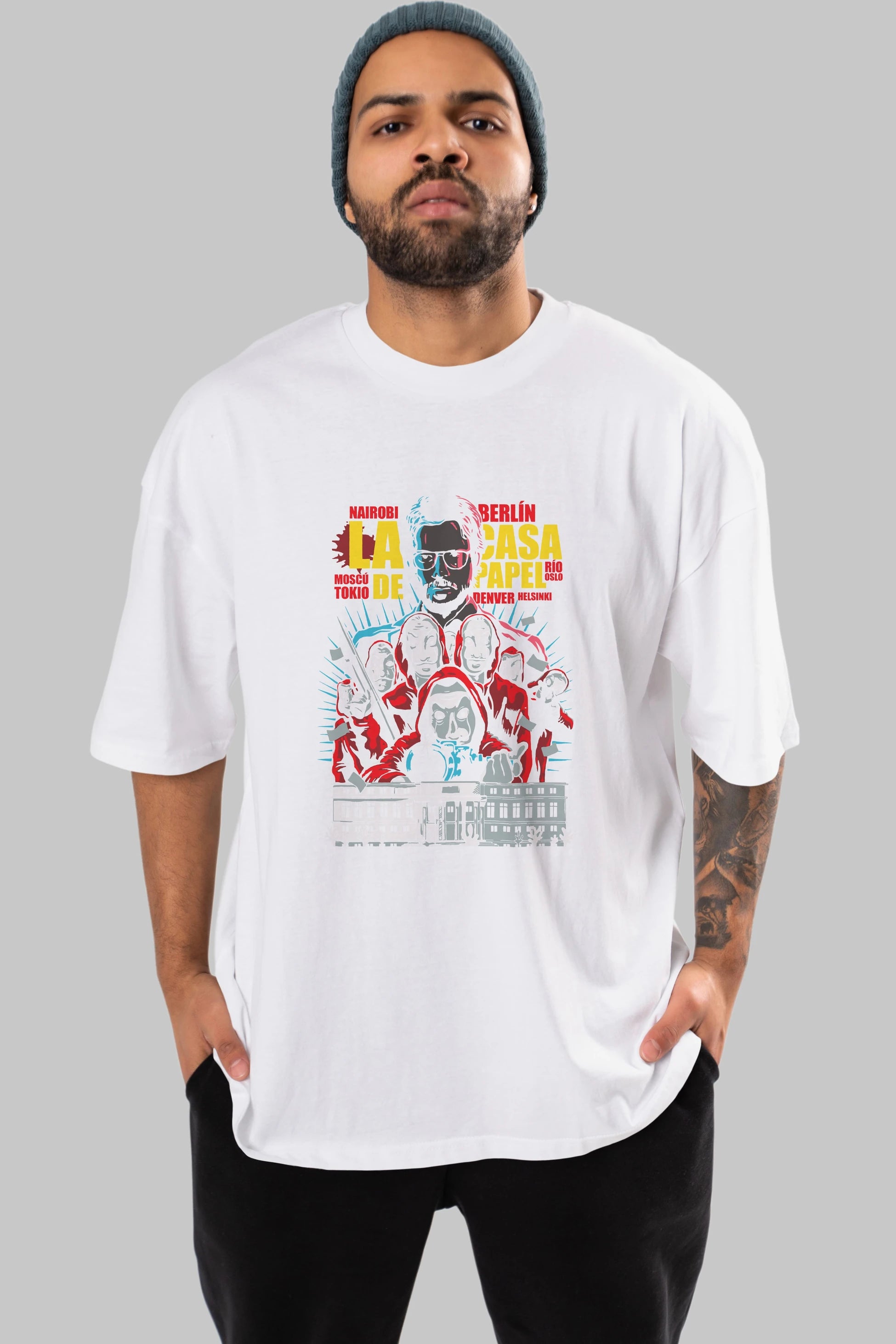 La Casa De Papel (6) Ön Baskılı Oversize t-shirt Erkek Kadın Unisex %100 Pamuk Bisiklet Yaka tişort