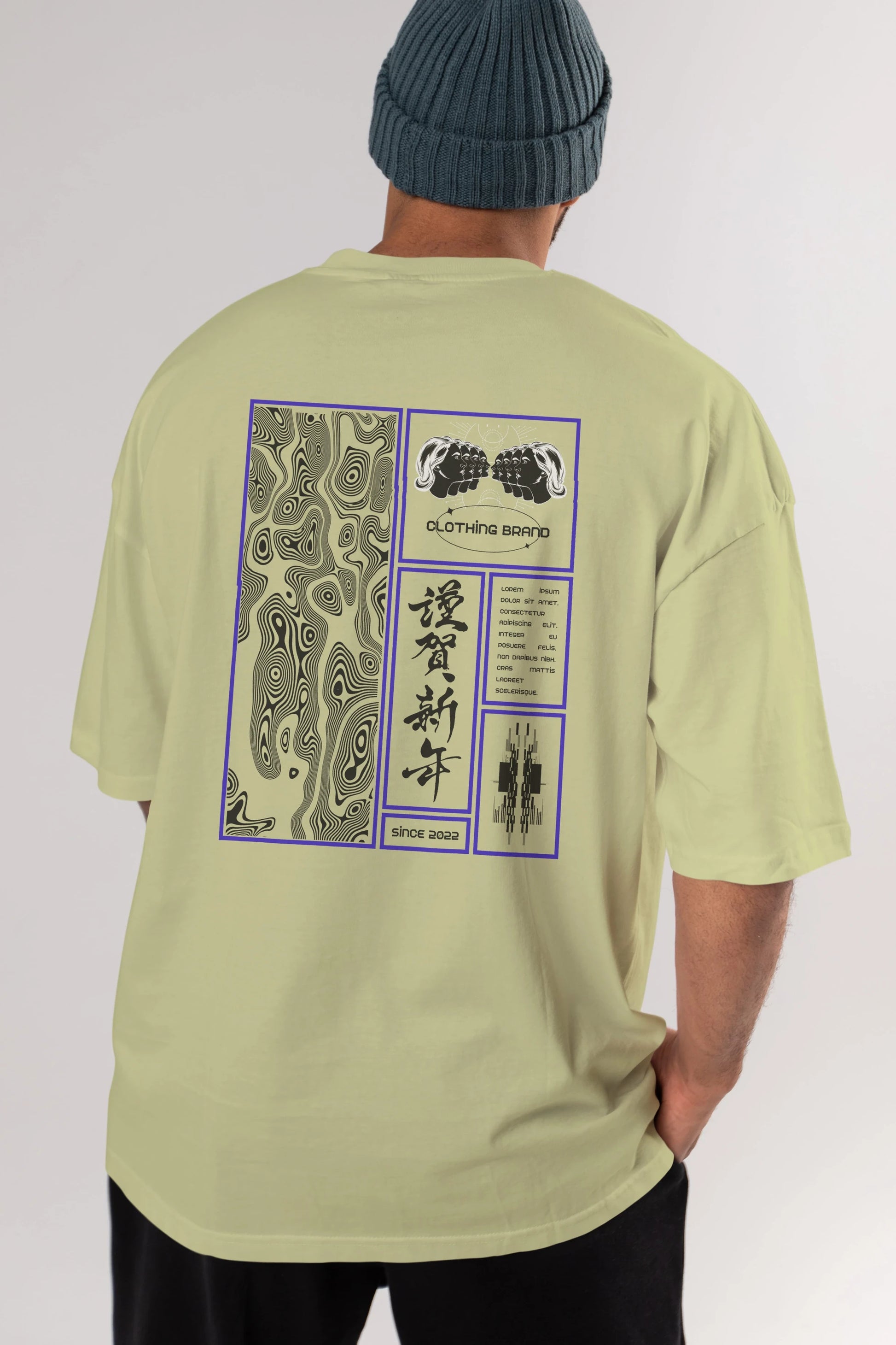 Neon Japanese Streetwear Arka Baskılı Oversize t-shirt Erkek Kadın Unisex