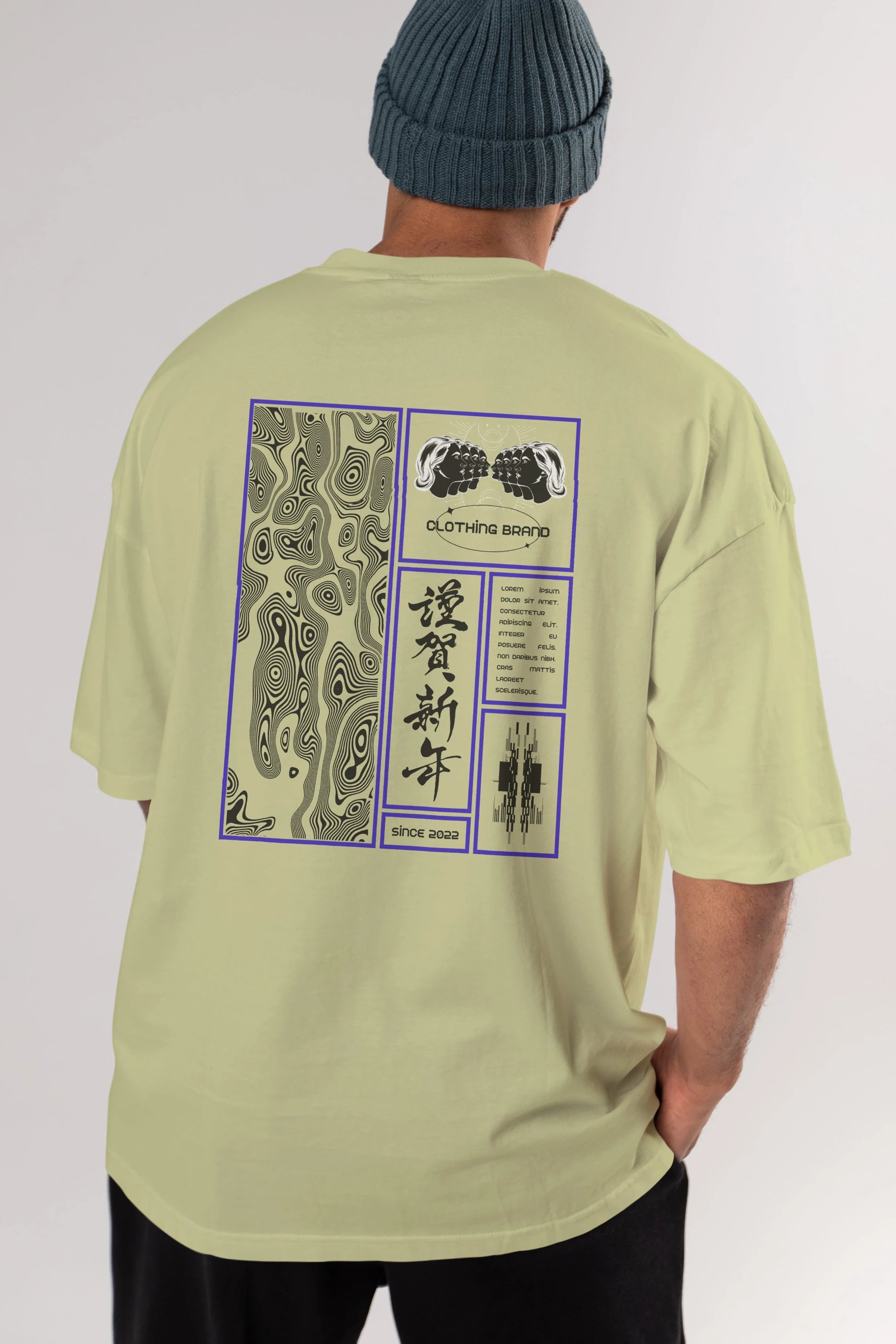 Neon Japanese Streetwear Arka Baskılı Oversize t-shirt Erkek Kadın Unisex