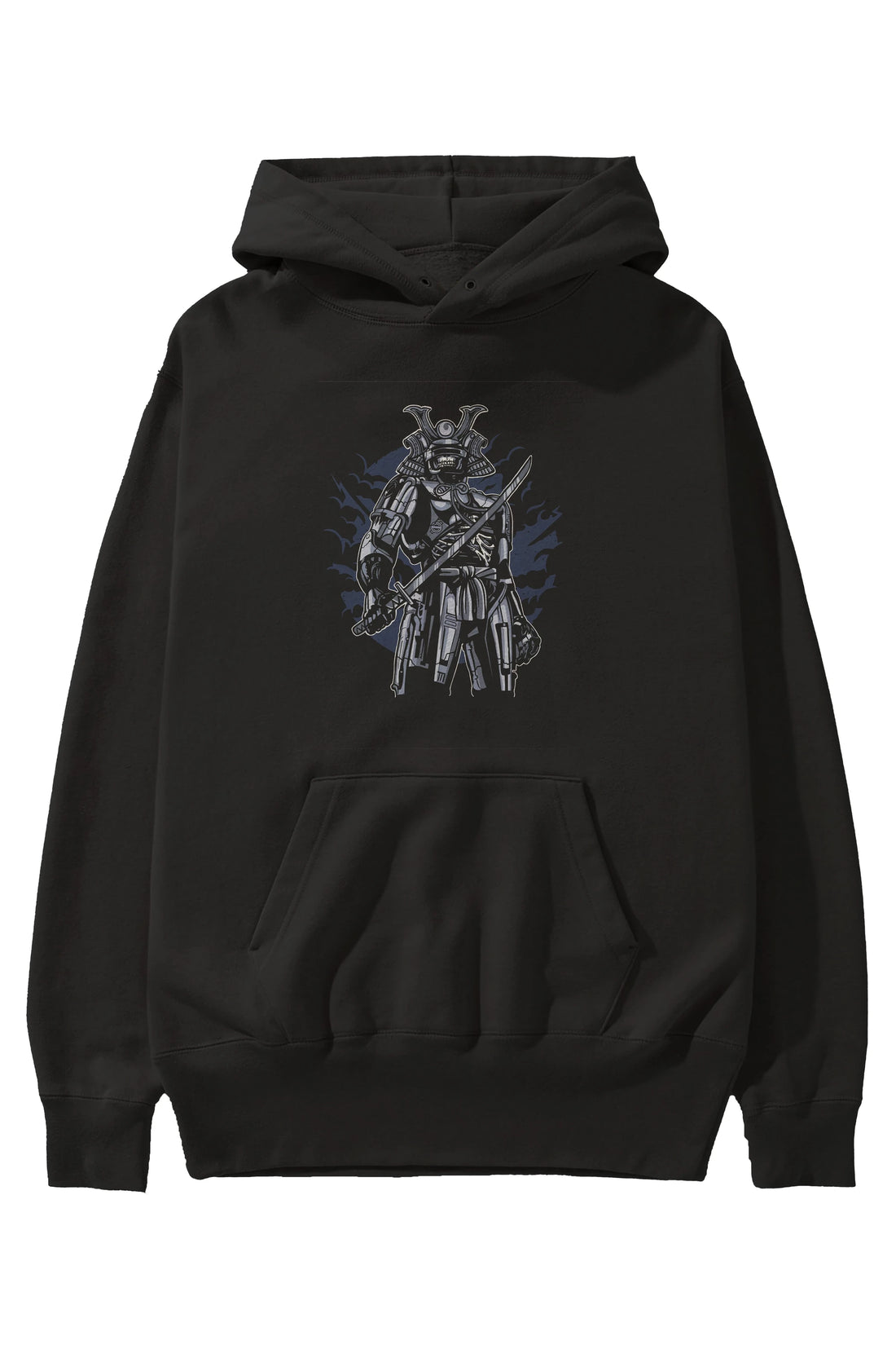Samurai Robot Skull Ön Baskılı Hoodie Oversize Kapüşonlu Sweatshirt Erkek Kadın Unisex