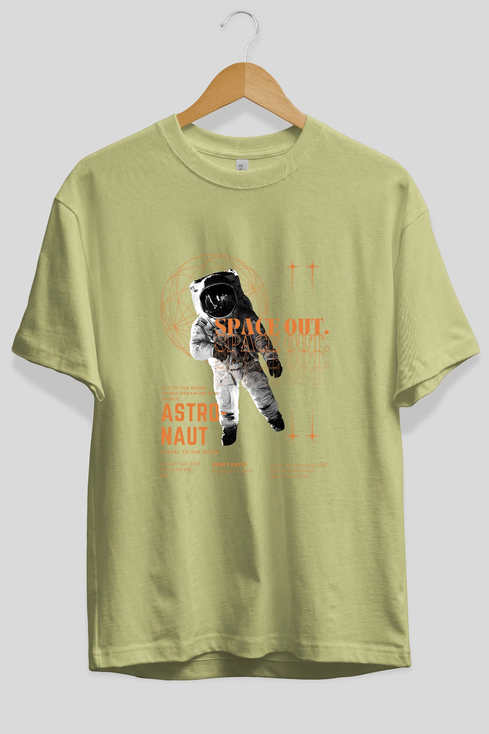 Astronaut Space Out Yazılı Ön Baskılı Oversize t-shirt Erkek Kadın Unisex