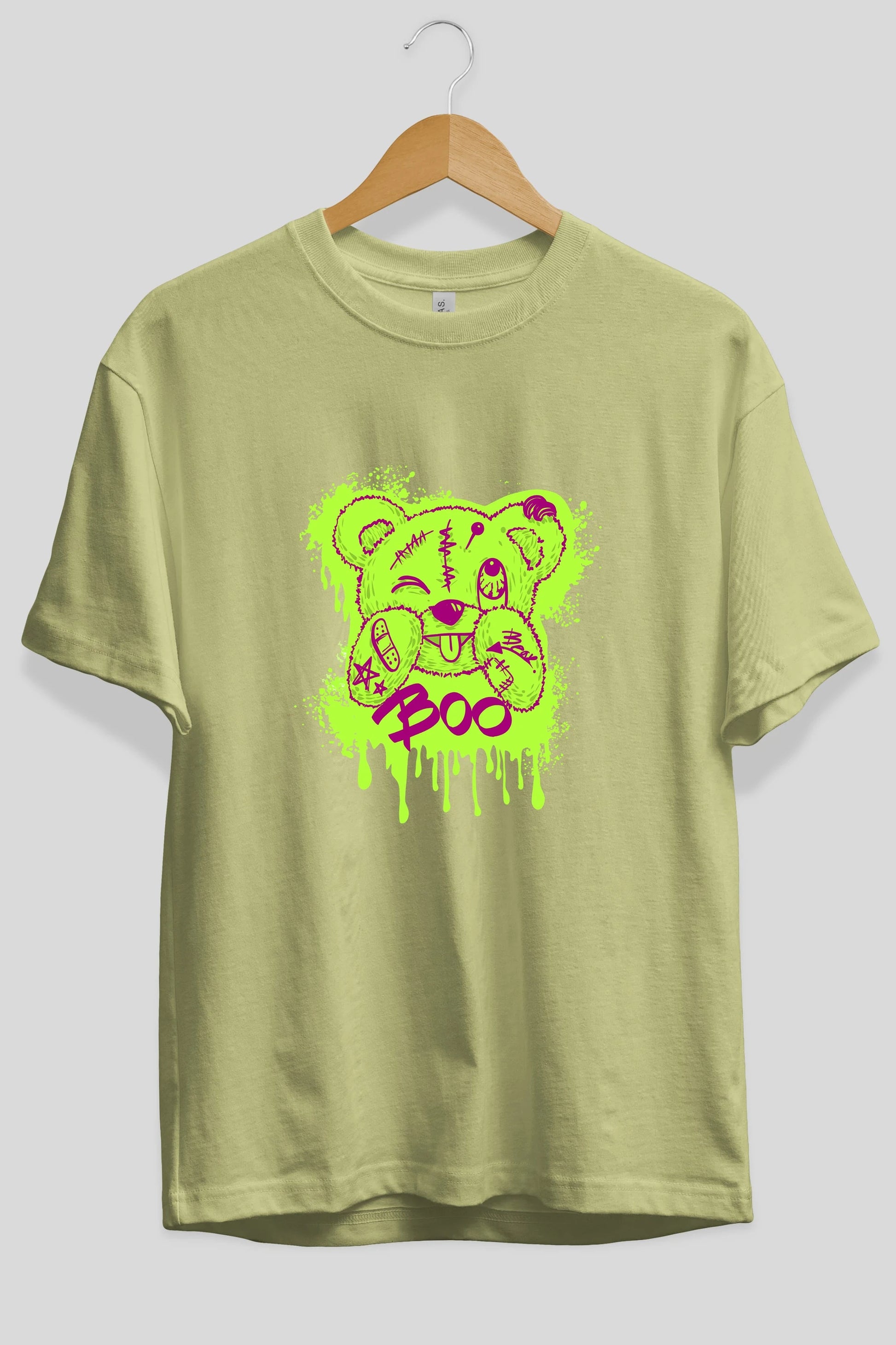 Boo  Bear Ön Baskılı Oversize t-shirt Erkek Kadın Unisex