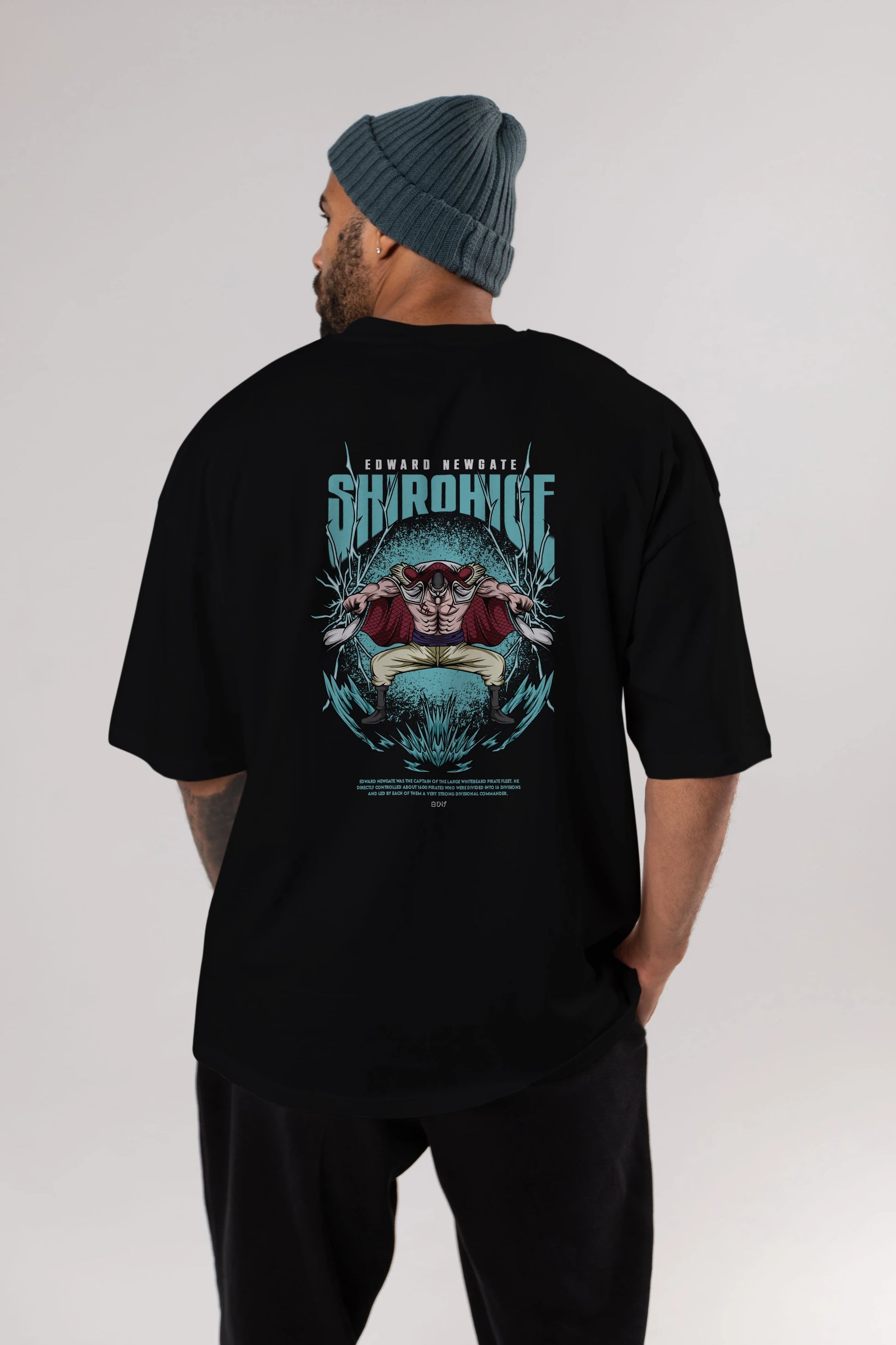 Shirohige Anime Arka Baskılı Oversize t-shirt Erkek Kadın Unisex
