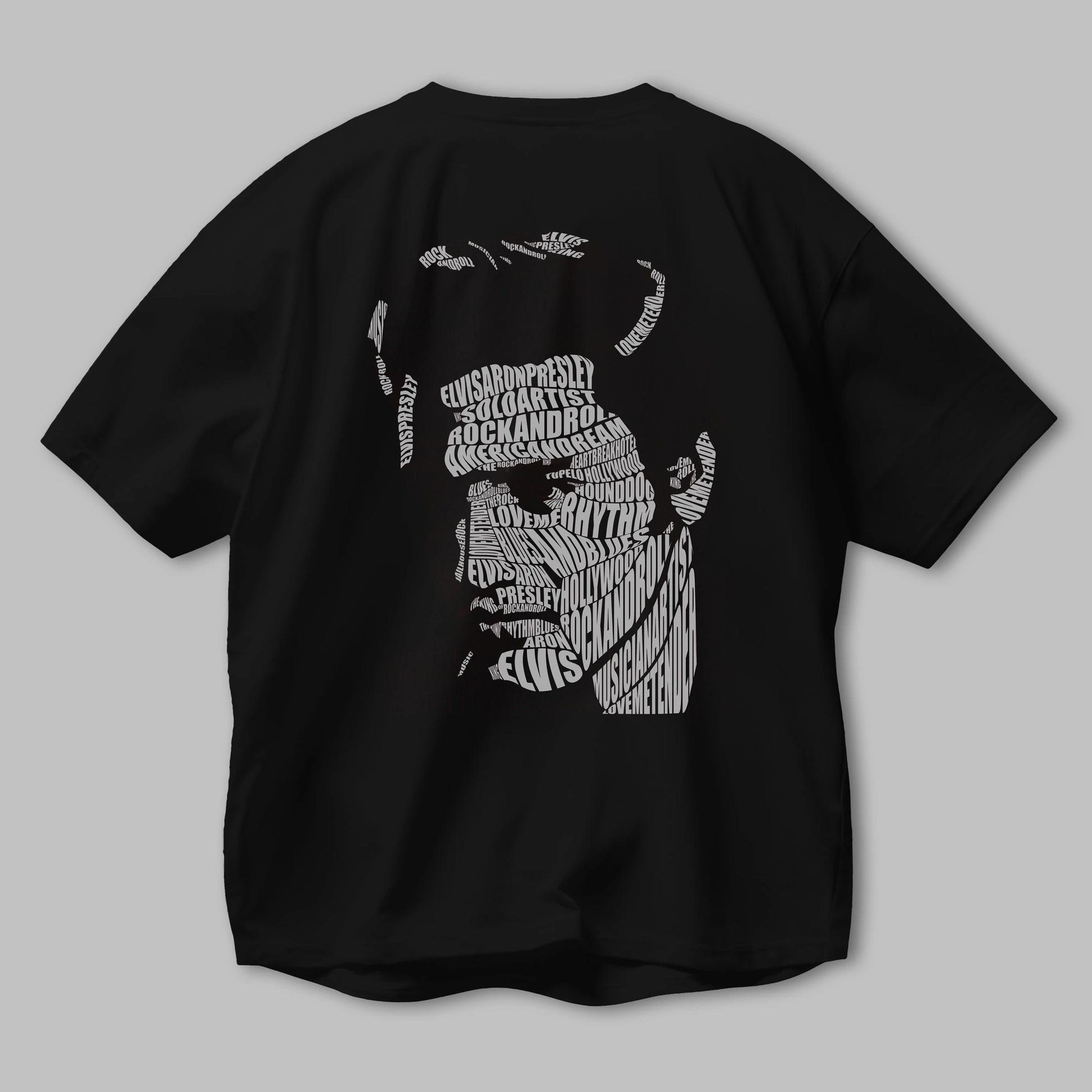 Elvis Presley Calligram Arka Baskılı Oversize t-shirt %100 pamuk Erkek Kadın Unisex