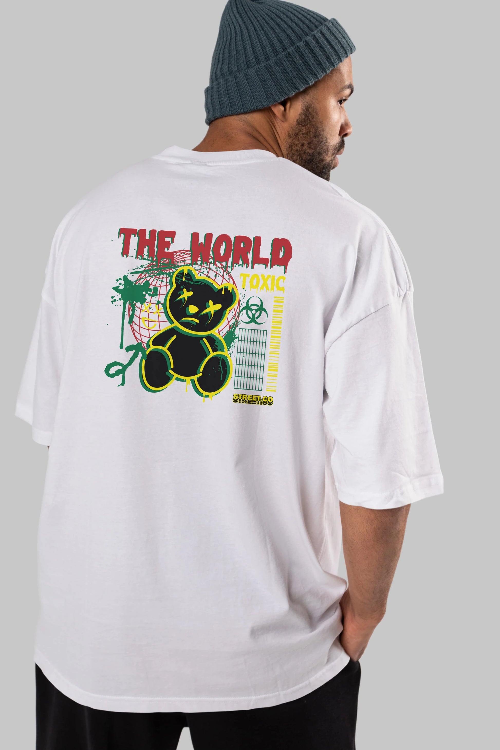 The World Toxic Bear Arka Baskılı Oversize t-shirt Erkek Kadın Unisex