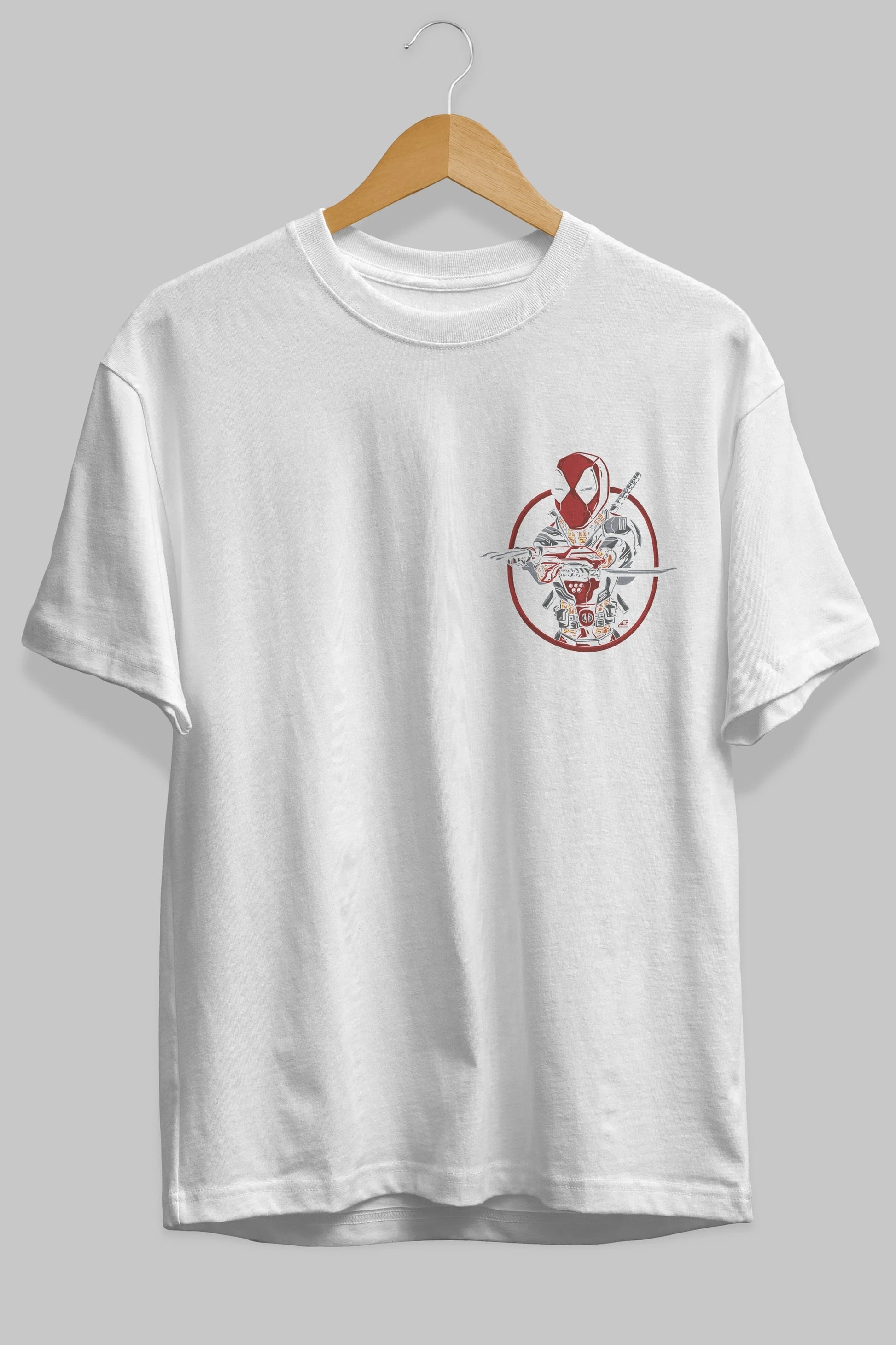 Deadpool (5) Ön Sol Baskılı Oversize t-shirt Erkek Kadın Unisex %100 Pamuk Bisiklet Yaka tişort