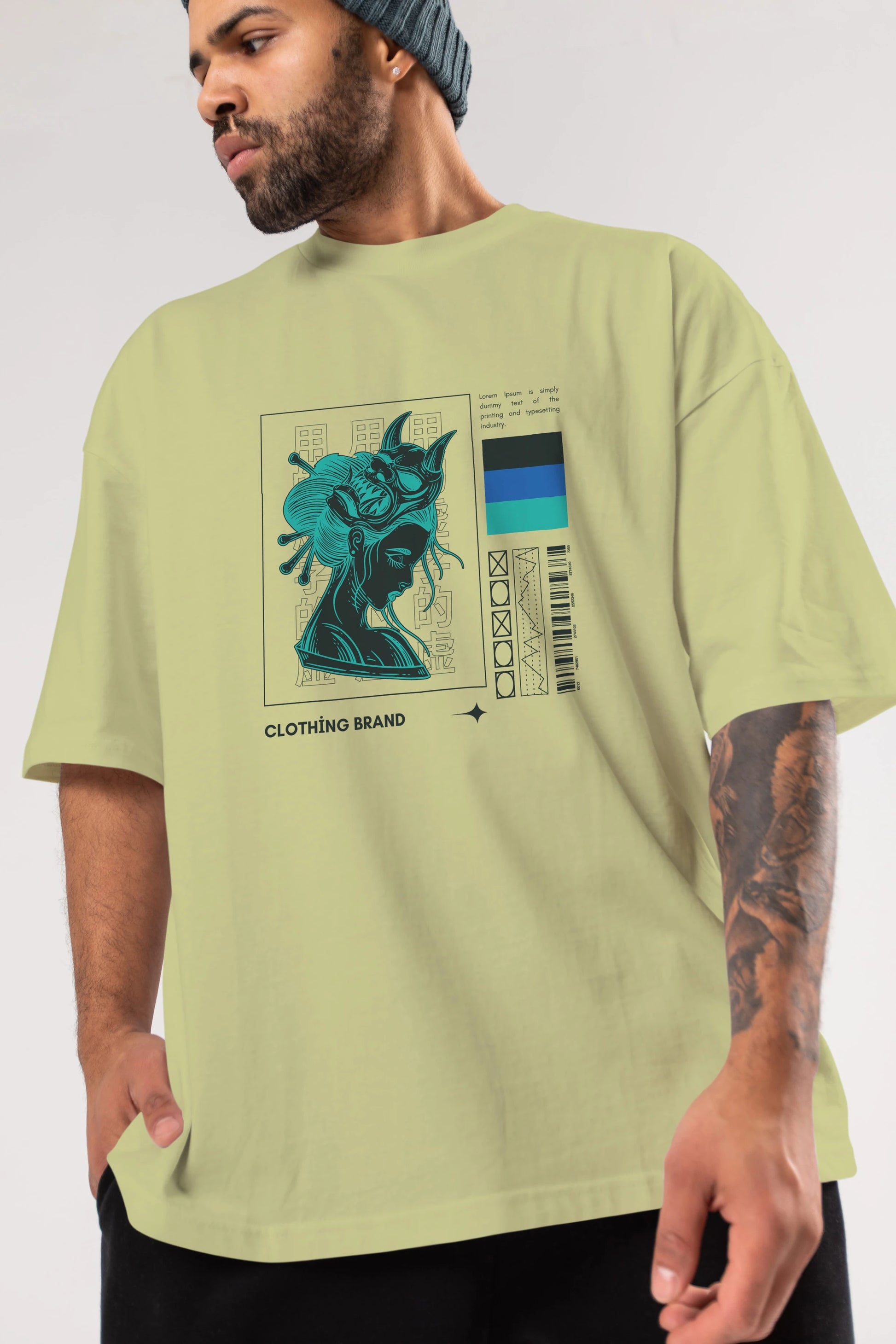 Hipster Japanese Style 2 Ön Baskılı Oversize t-shirt Erkek Kadın Unisex