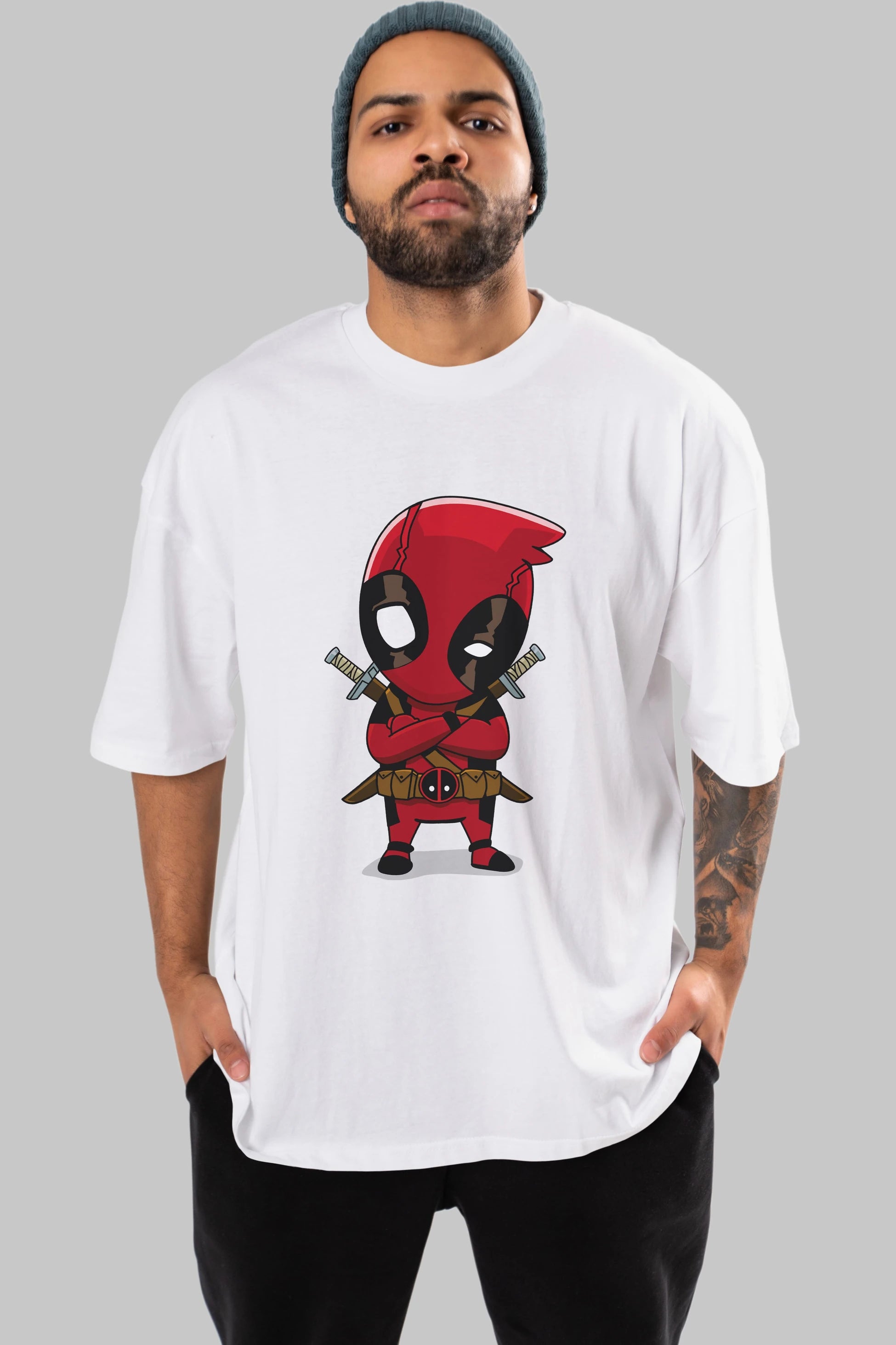 Deadpool (19) Ön Baskılı Oversize t-shirt Erkek Kadın Unisex %100 Pamuk Bisiklet Yaka tişort