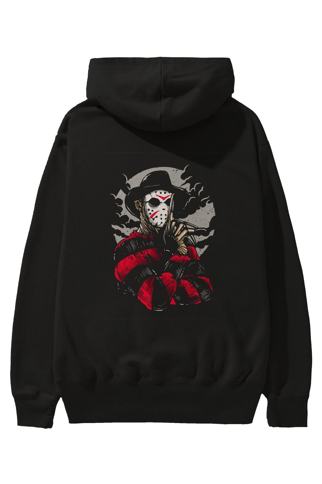 Freddy VS Jason (2) Arka Baskılı Hoodie Oversize Kapüşonlu Sweatshirt Erkek Kadın Unisex