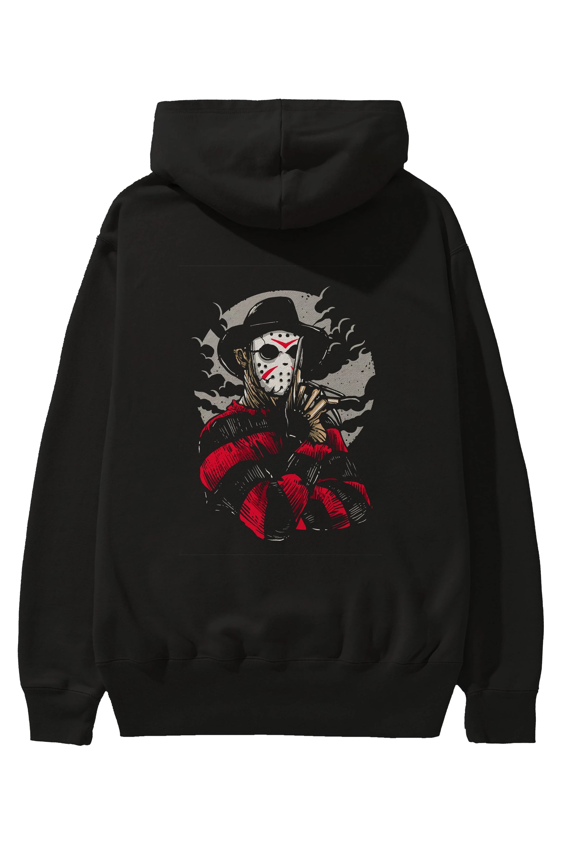 Freddy VS Jason (2) Arka Baskılı Hoodie Oversize Kapüşonlu Sweatshirt Erkek Kadın Unisex