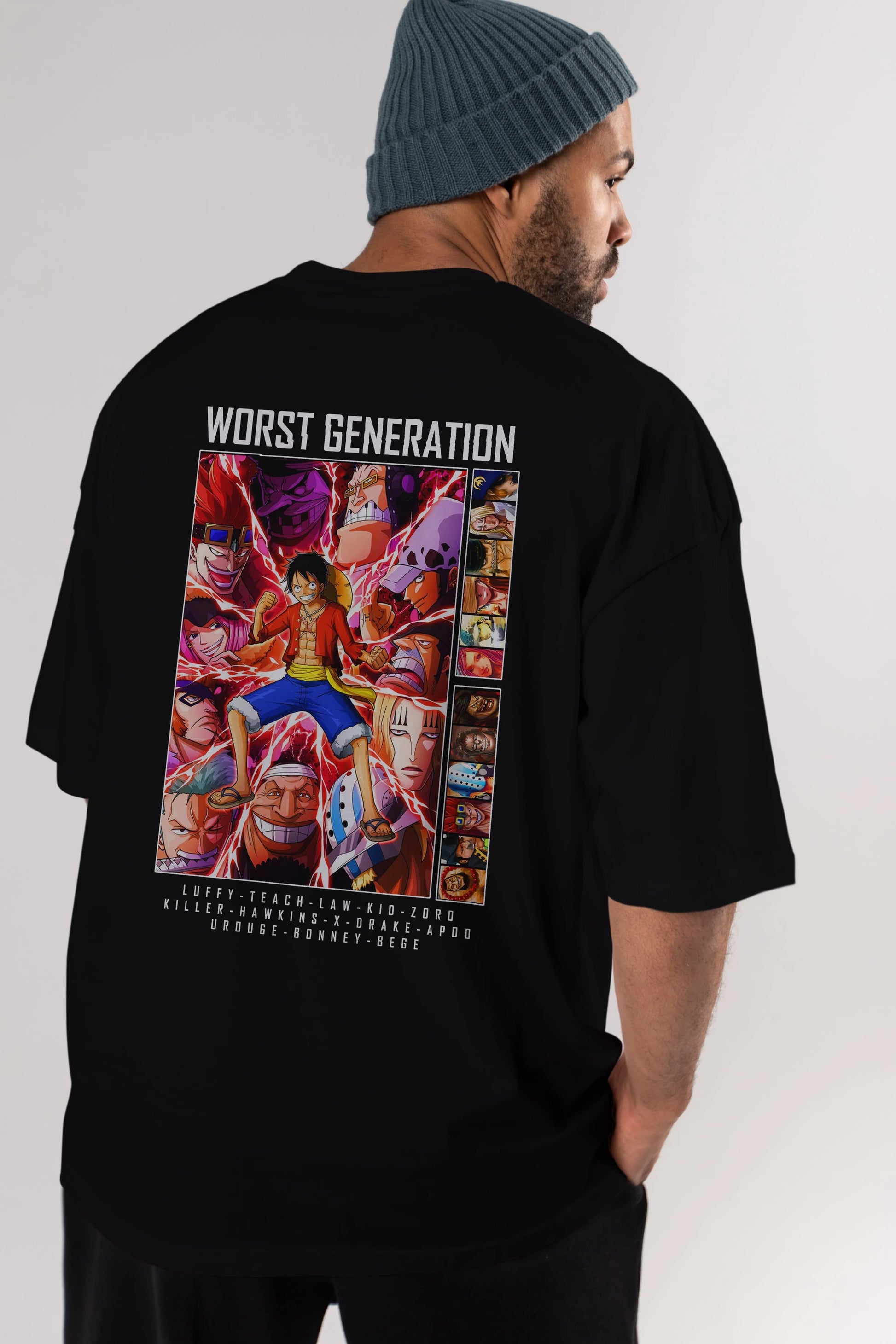 Worst Generation Anime Arka Baskılı Oversize t-shirt Erkek Kadın Unisex %100 pamuk tişort