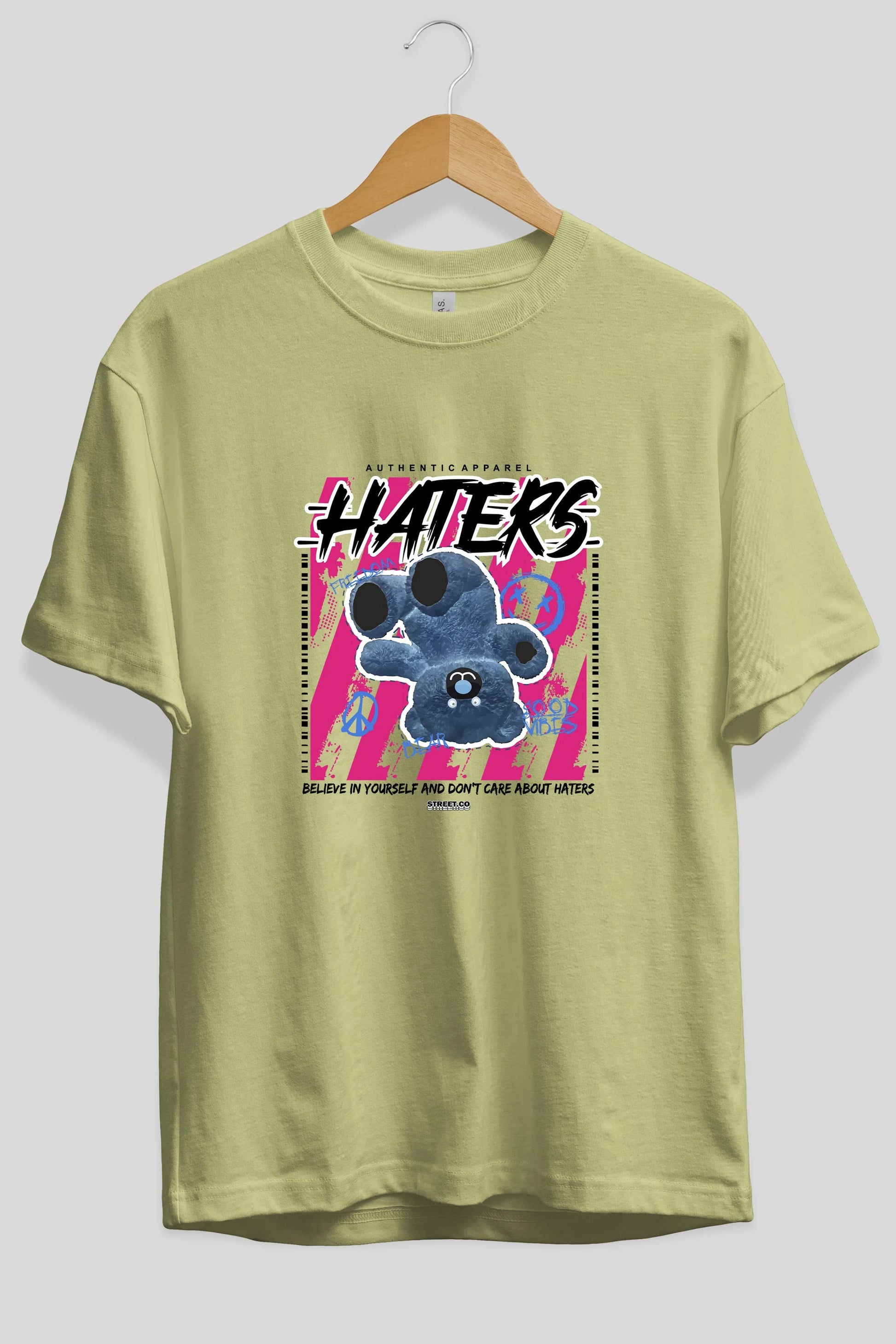 Haters Bear Ön Baskılı Oversize t-shirt Erkek Kadın Unisex